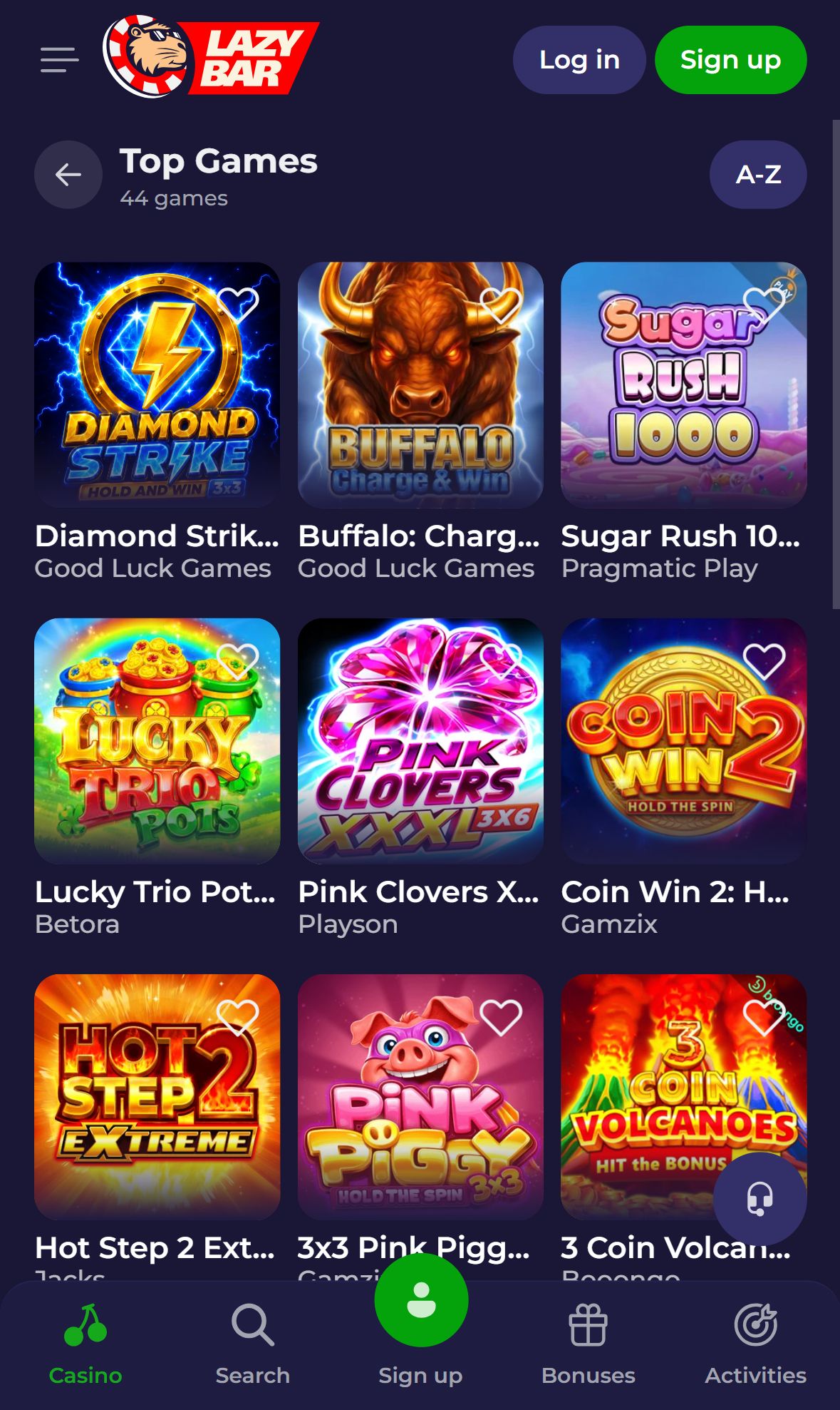 Lazybar — Lobby (Mobile)