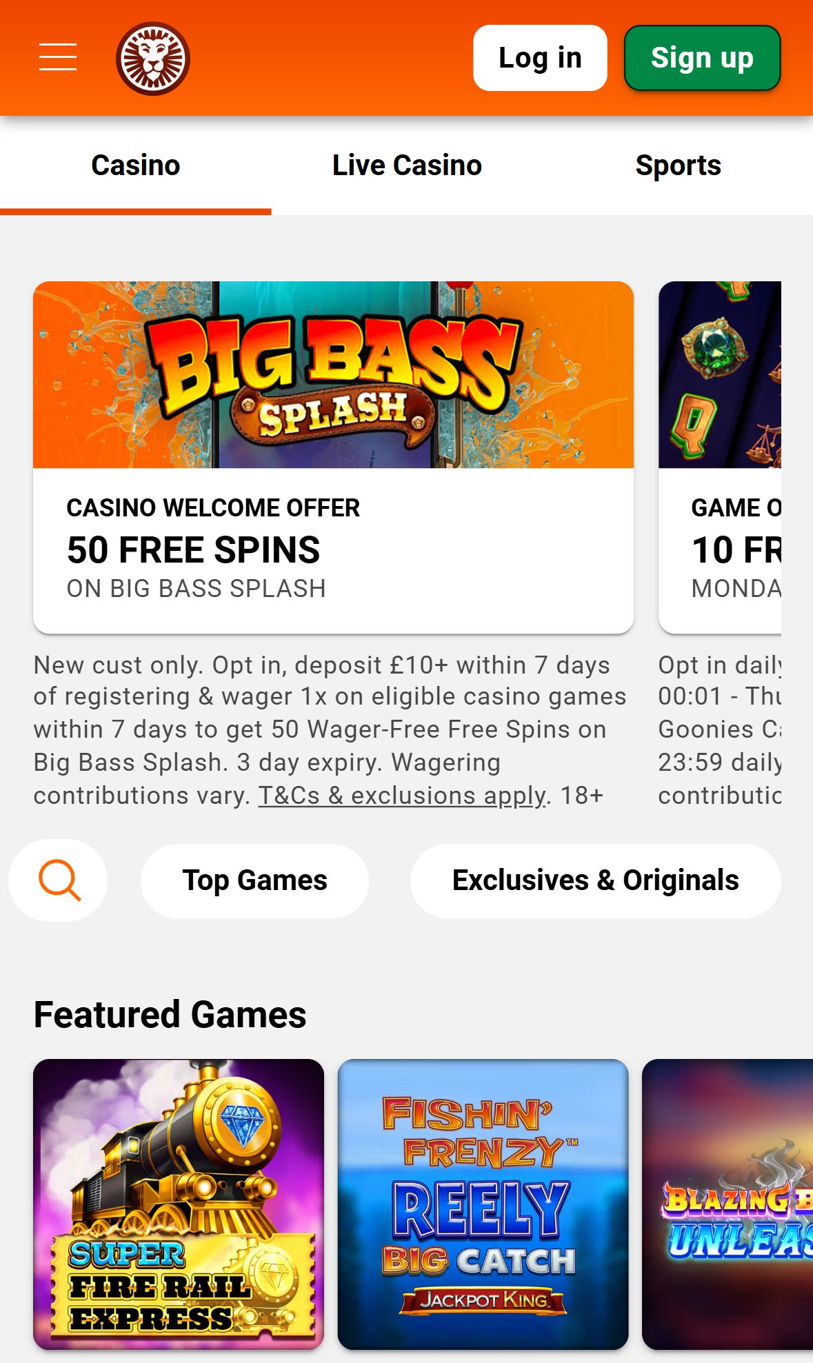 LeoVegas — Lobby (Mobile)