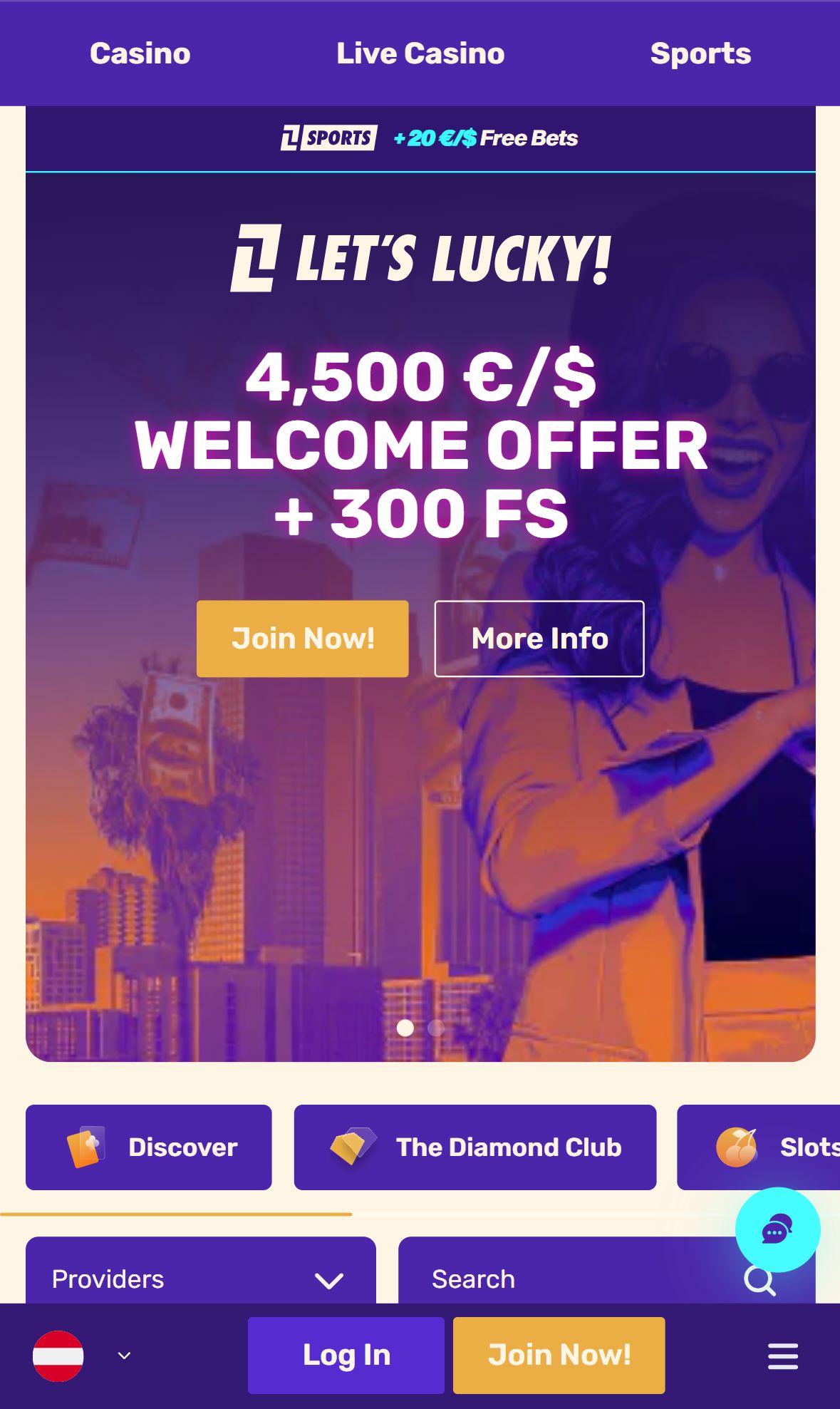 LetsLucky — Lobby (Mobile)