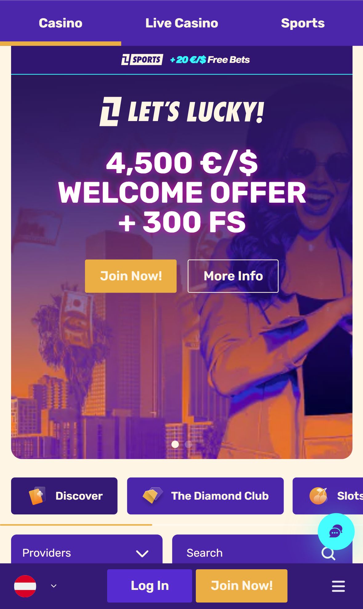 LetsLucky — Homepage (Mobile)