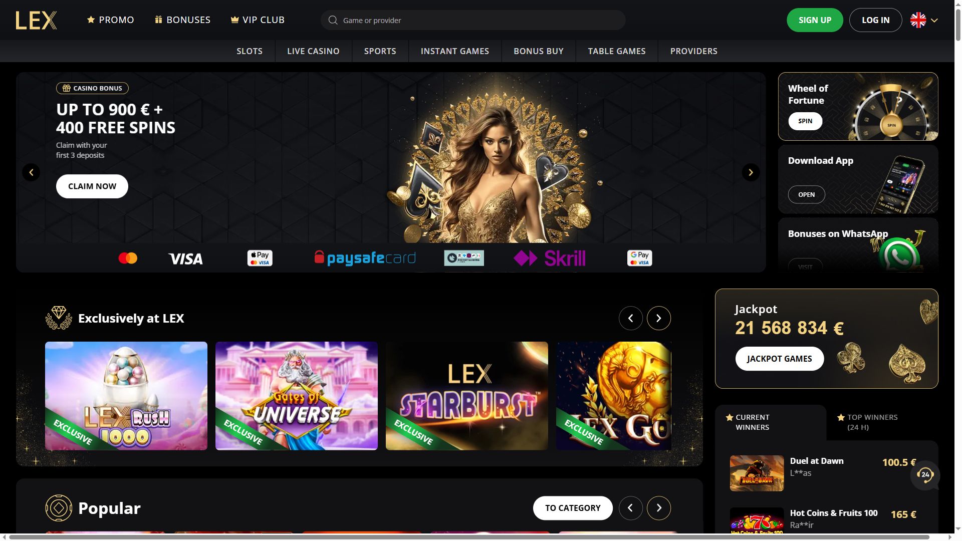 Lex — Homepage (Desktop)