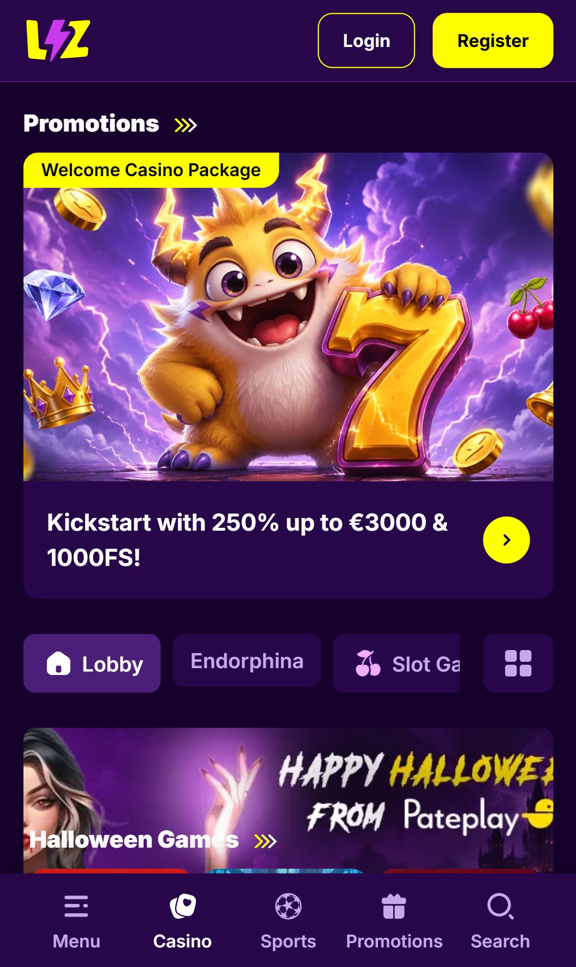 LiveWinz — Lobby (Mobile)
