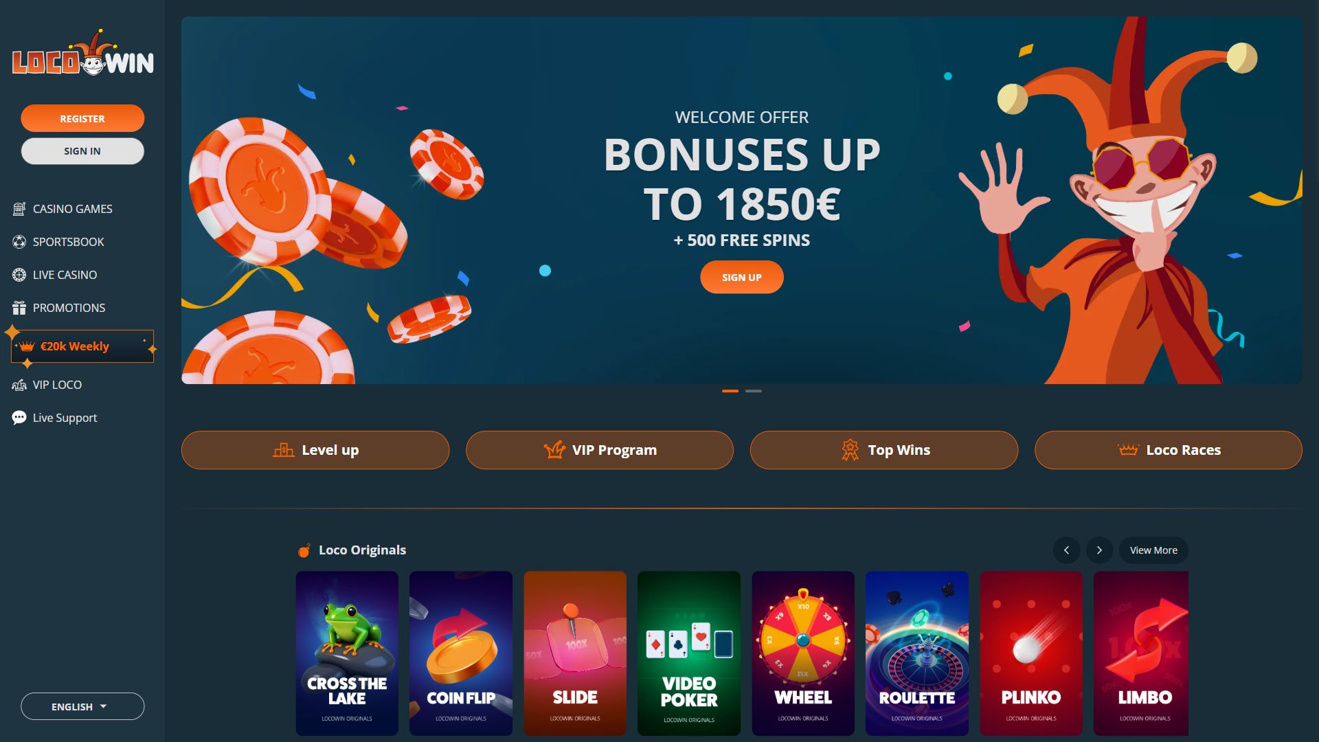 Locowin — Homepage (Desktop)