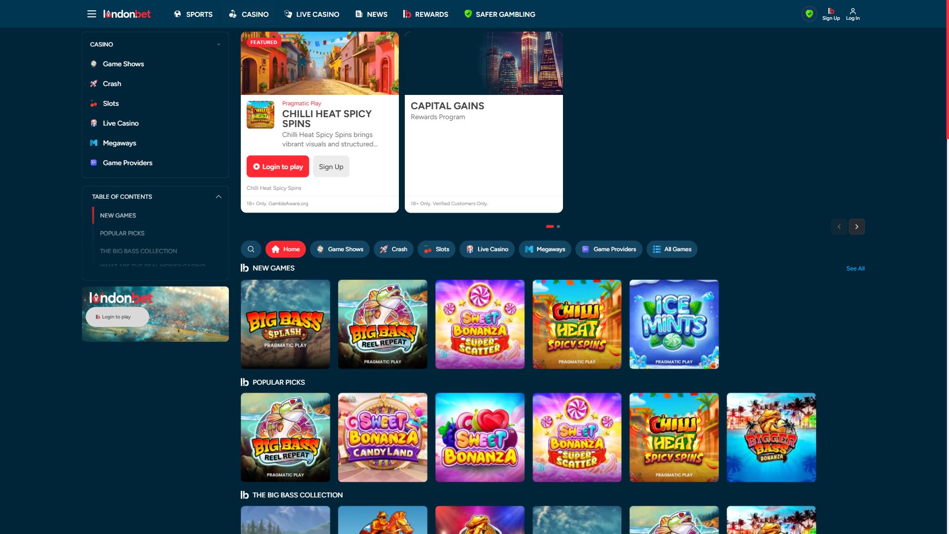 LondonBet — Homepage (Desktop)