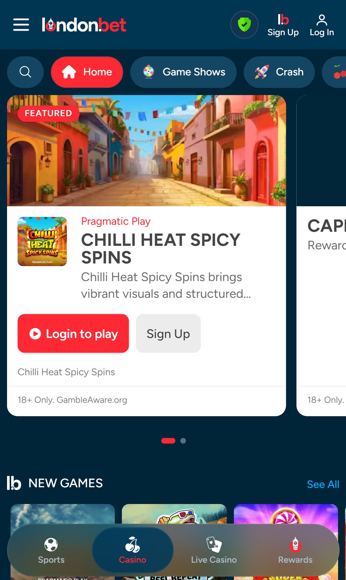 LondonBet — Lobby (Mobile)