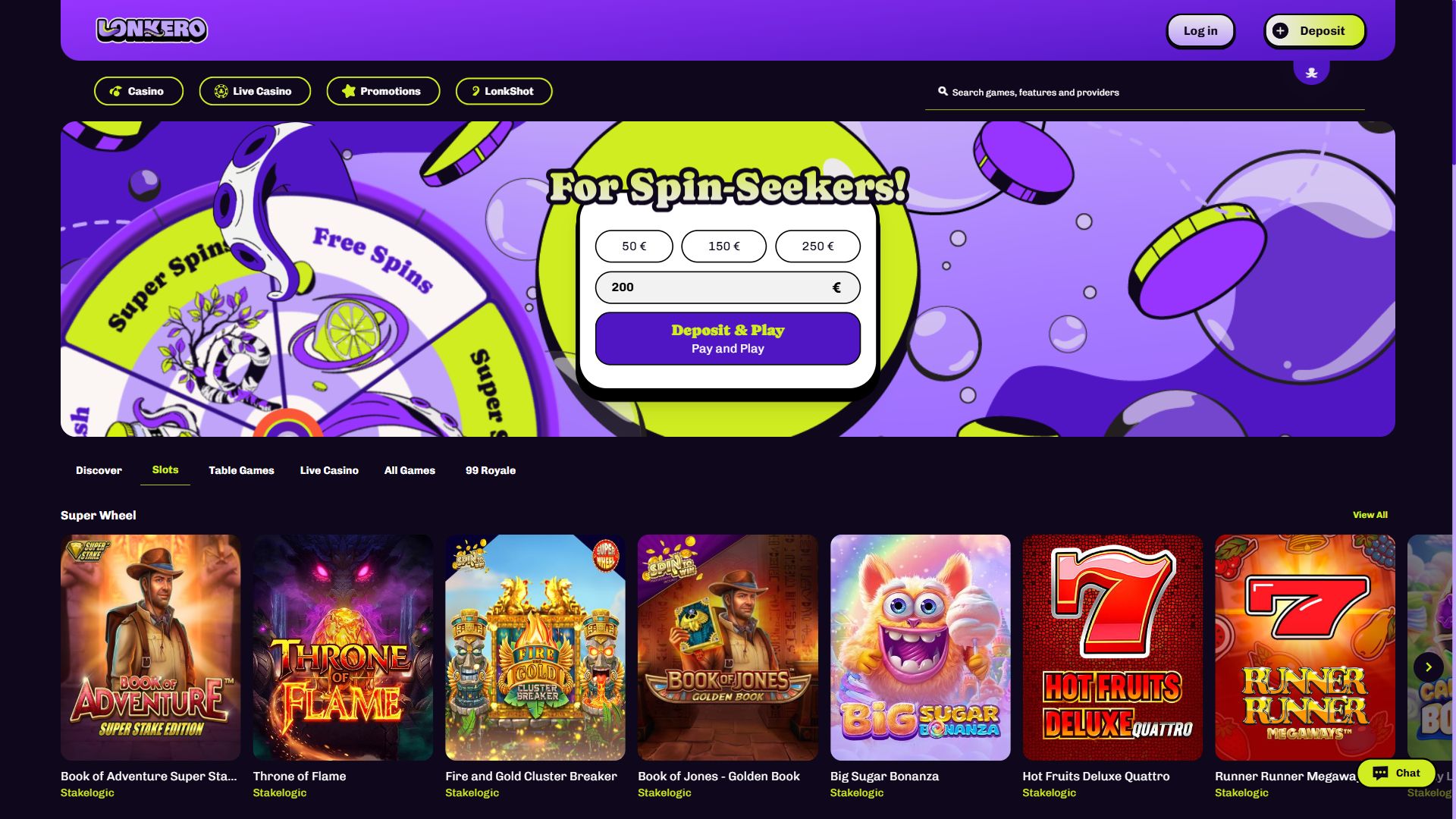 Lonkero Kasino — Lobby (Desktop)