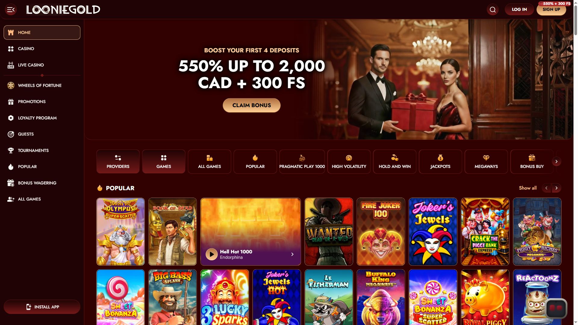 LoonieGold — Homepage (Desktop)