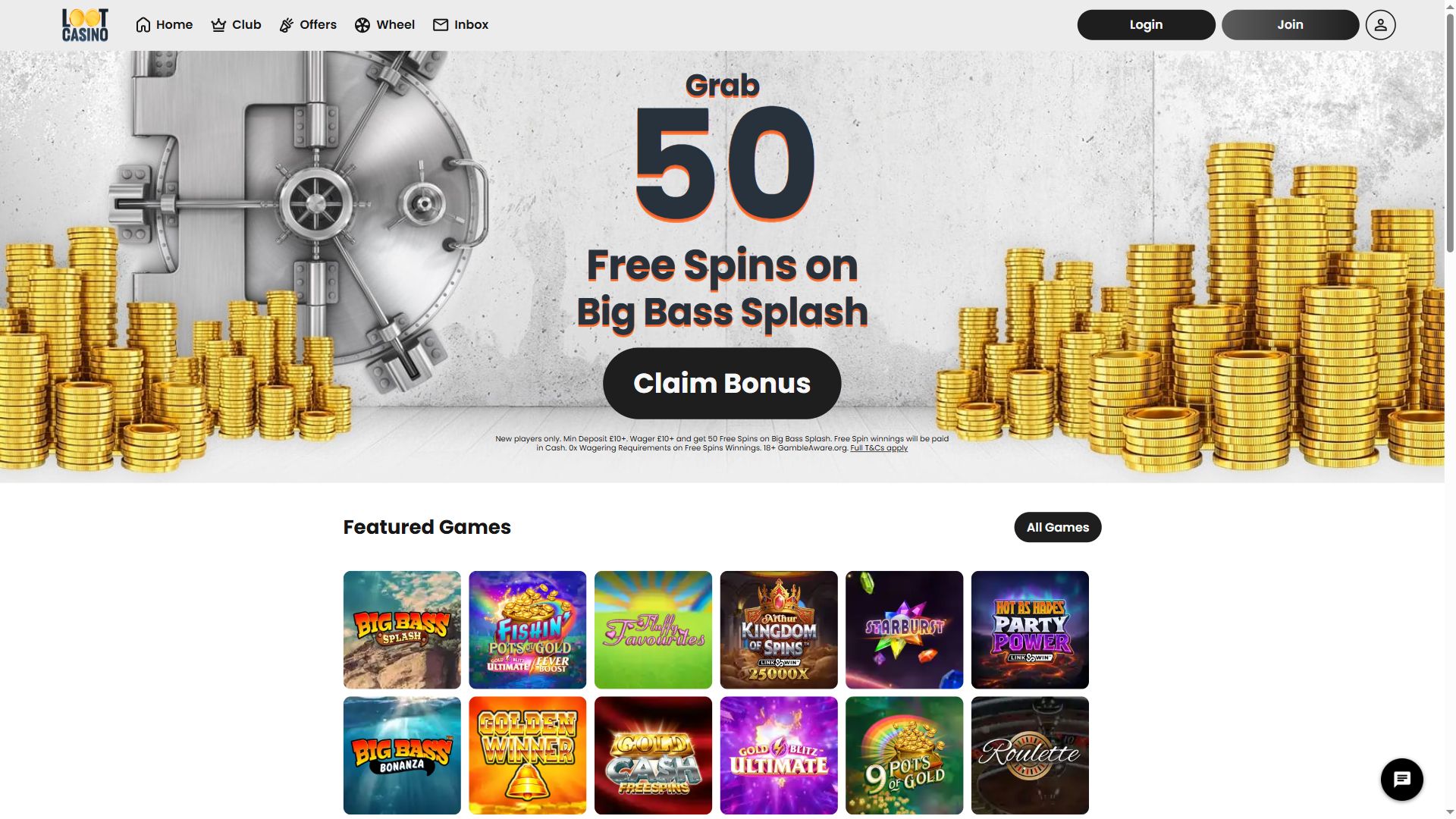 Loot Casino — Homepage (Desktop)
