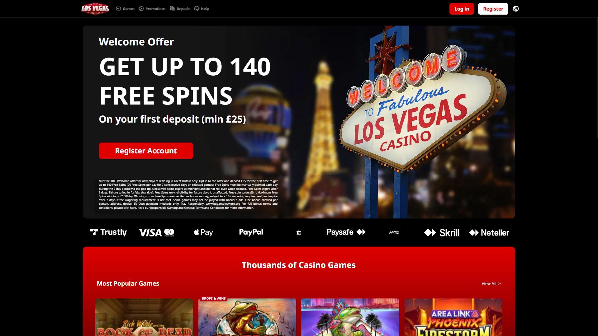 Los Vegas Casino — Homepage (Desktop)