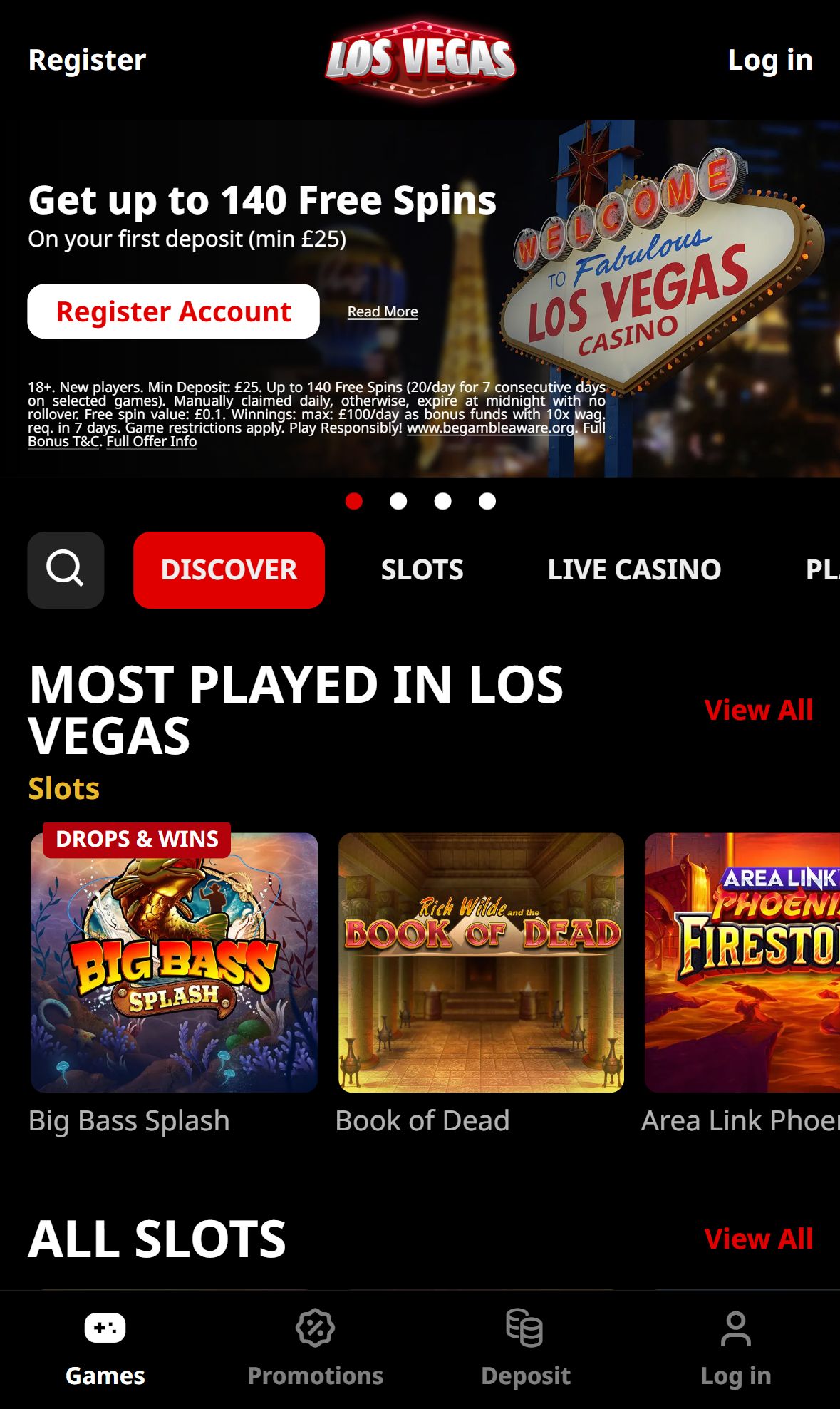 Los Vegas Casino — Lobby (Mobile)