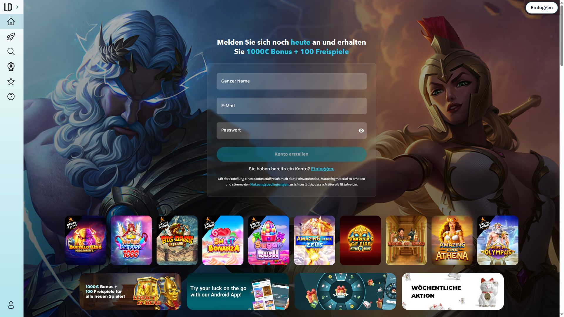 Lucky Days — Startseite (Desktop)