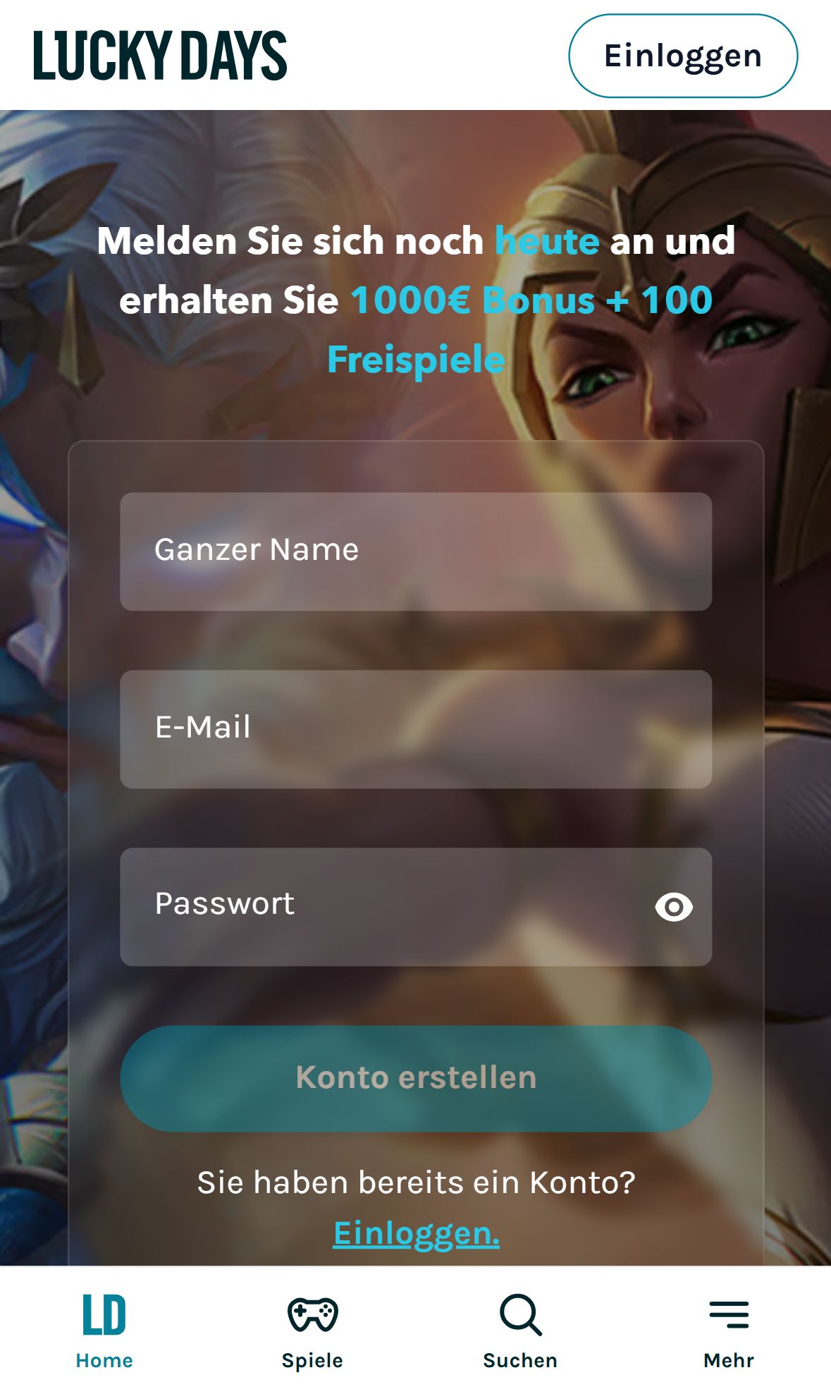 Lucky Days — Startseite (Mobil)