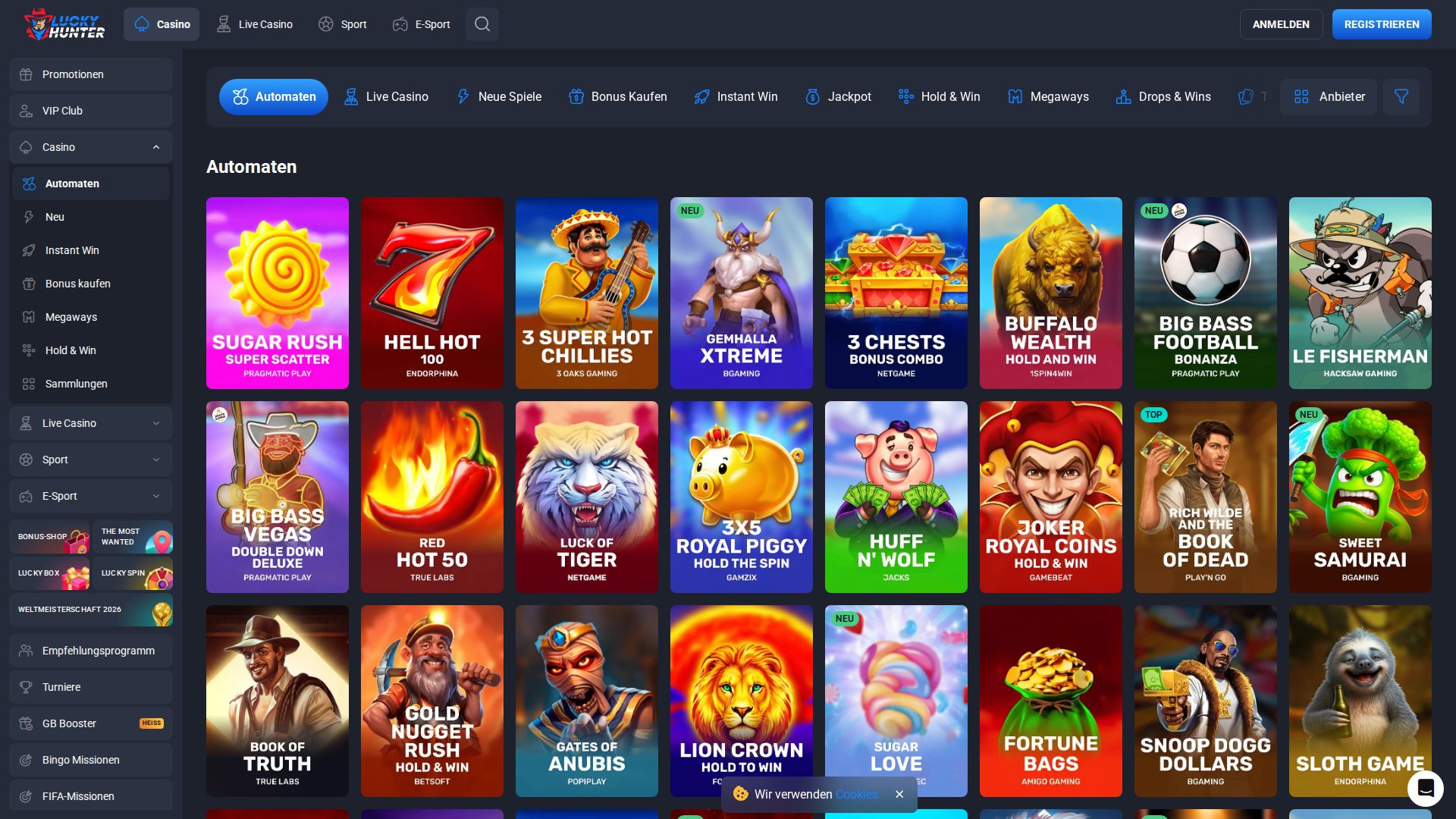 Lucky Hunter — Lobby (Desktop)