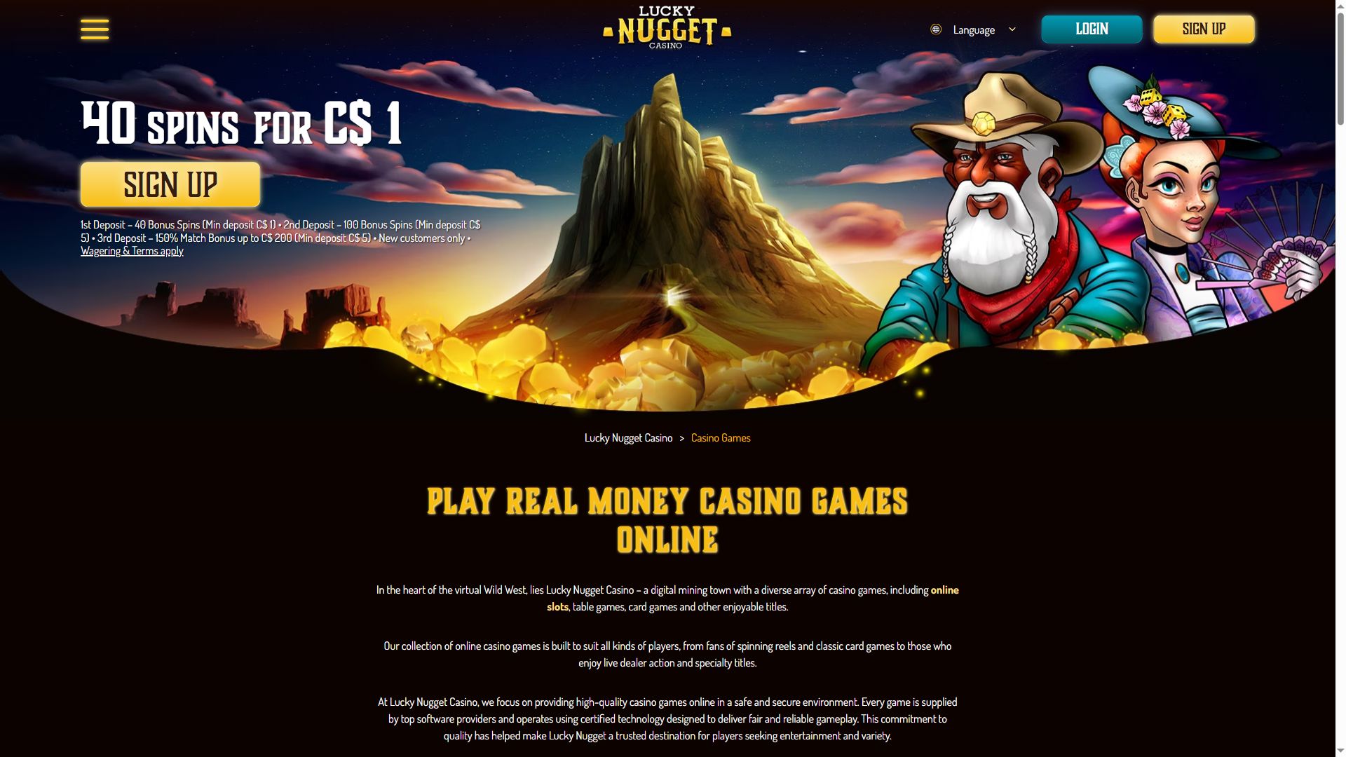Lucky Nugget Casino — Lobby (Desktop)