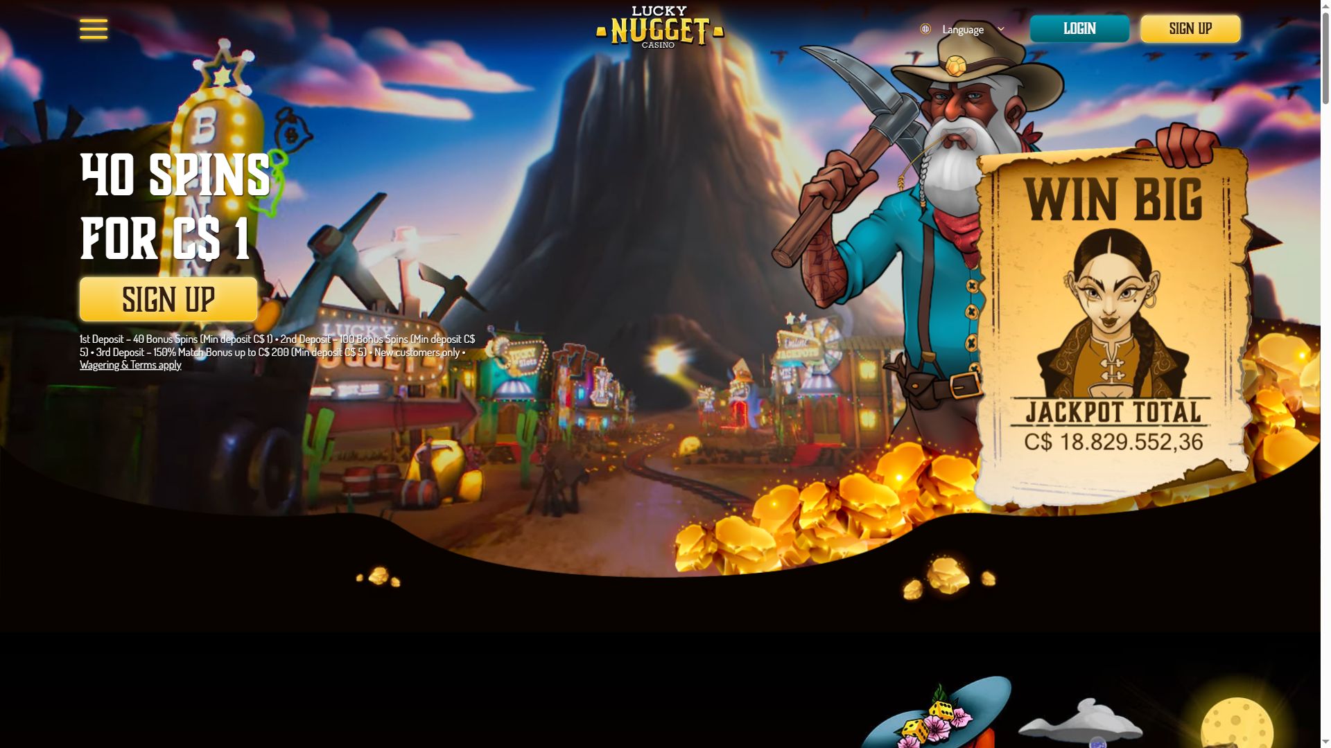 Lucky Nugget Casino — Homepage (Desktop)