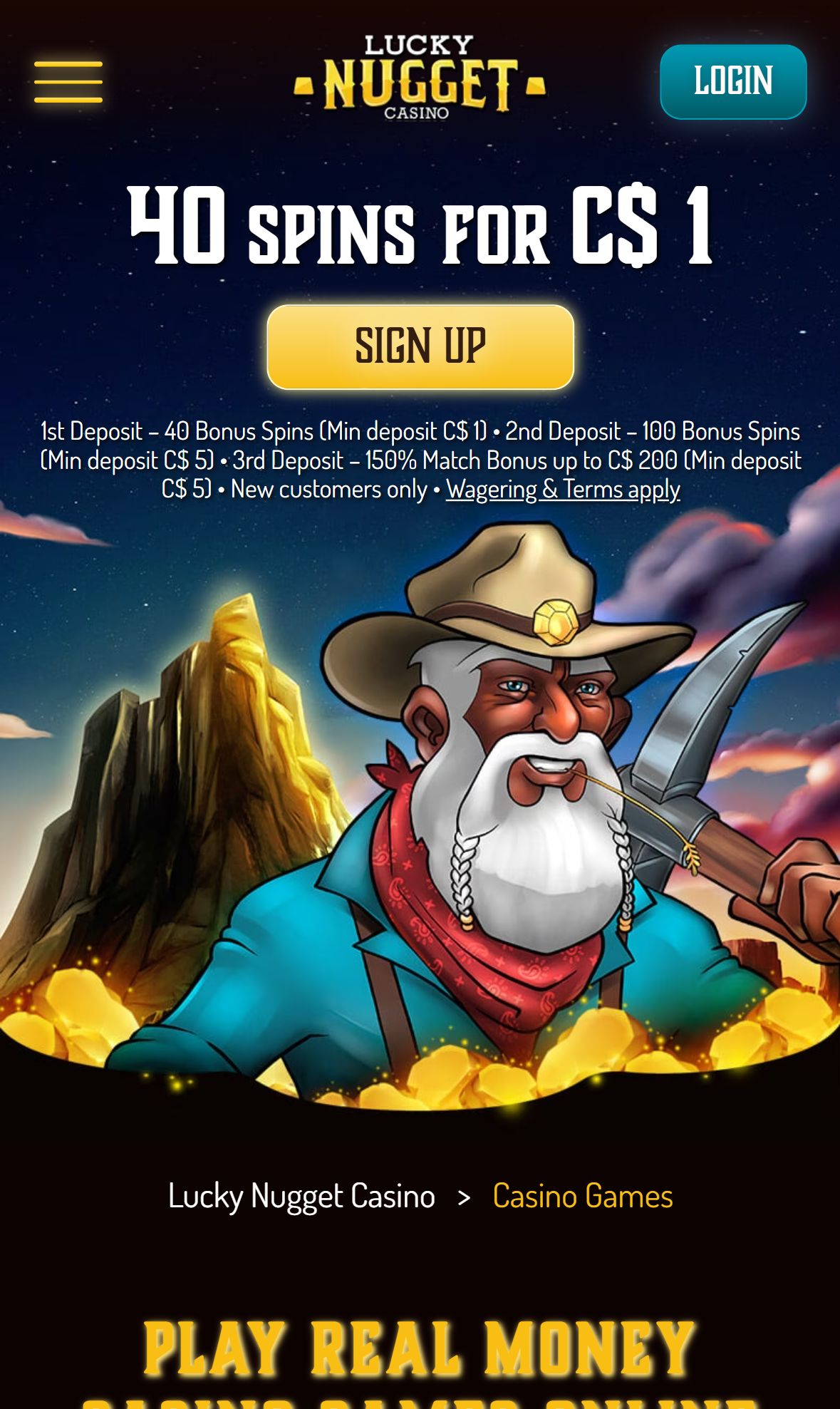Lucky Nugget Casino — Lobby (Mobile)