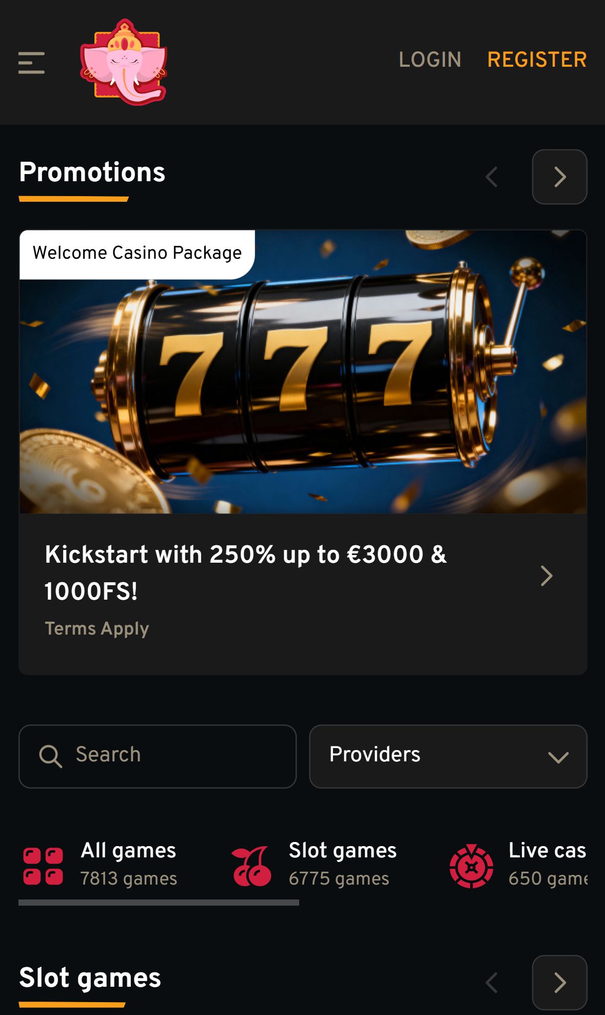Luckytrunk — Homepage (Mobile)