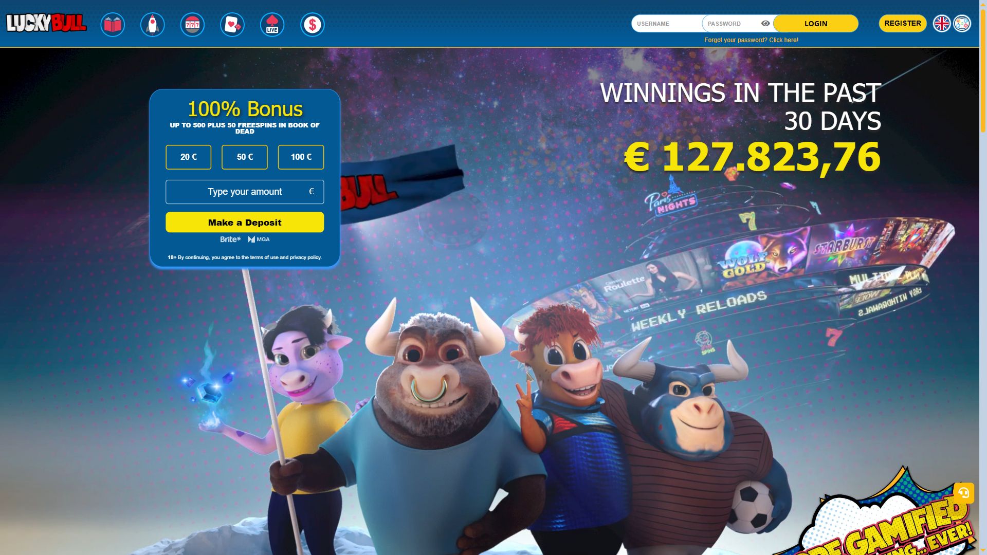 LuckyBull — Homepage (Desktop)