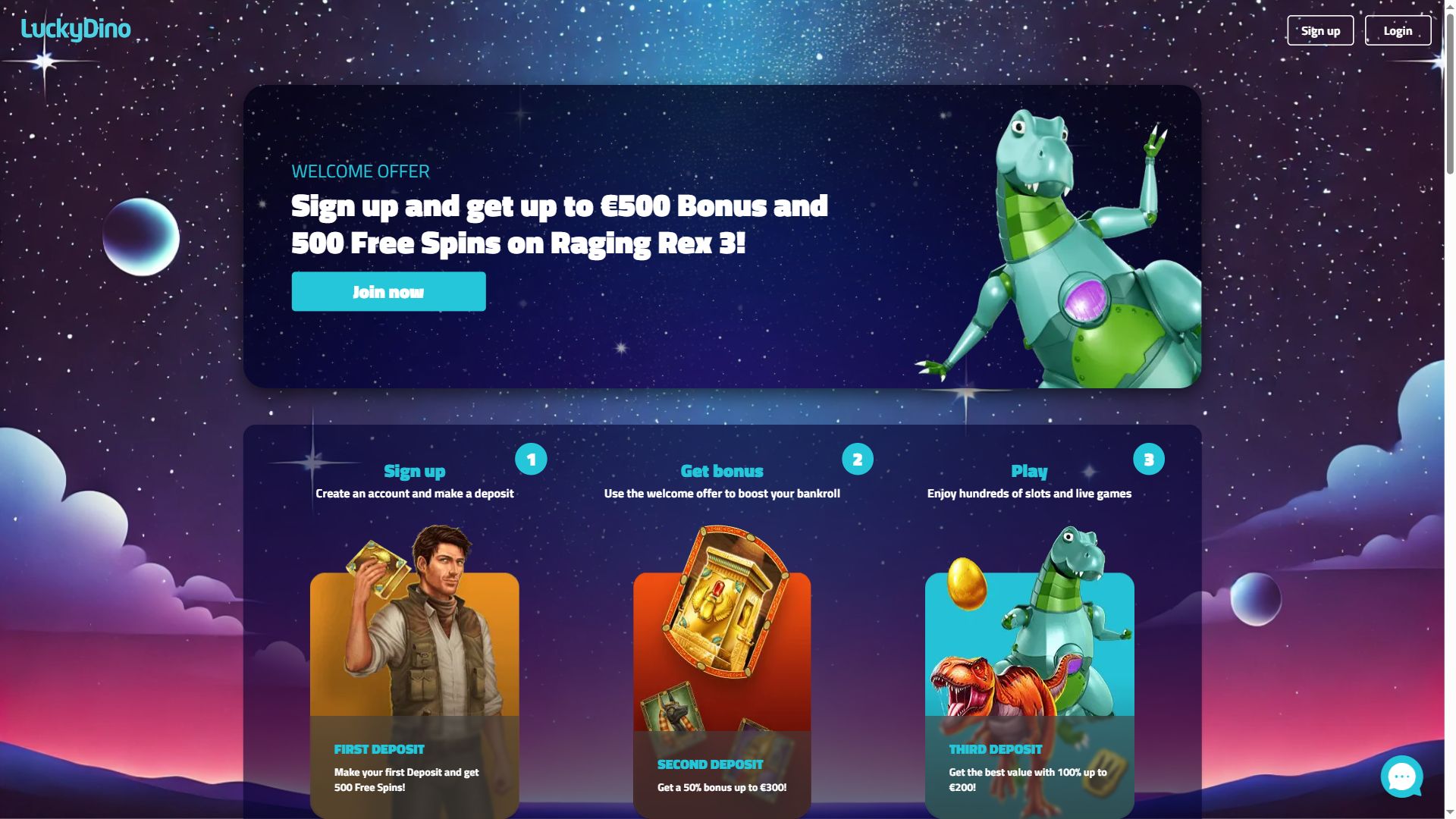 Luckydino — Homepage (Desktop)
