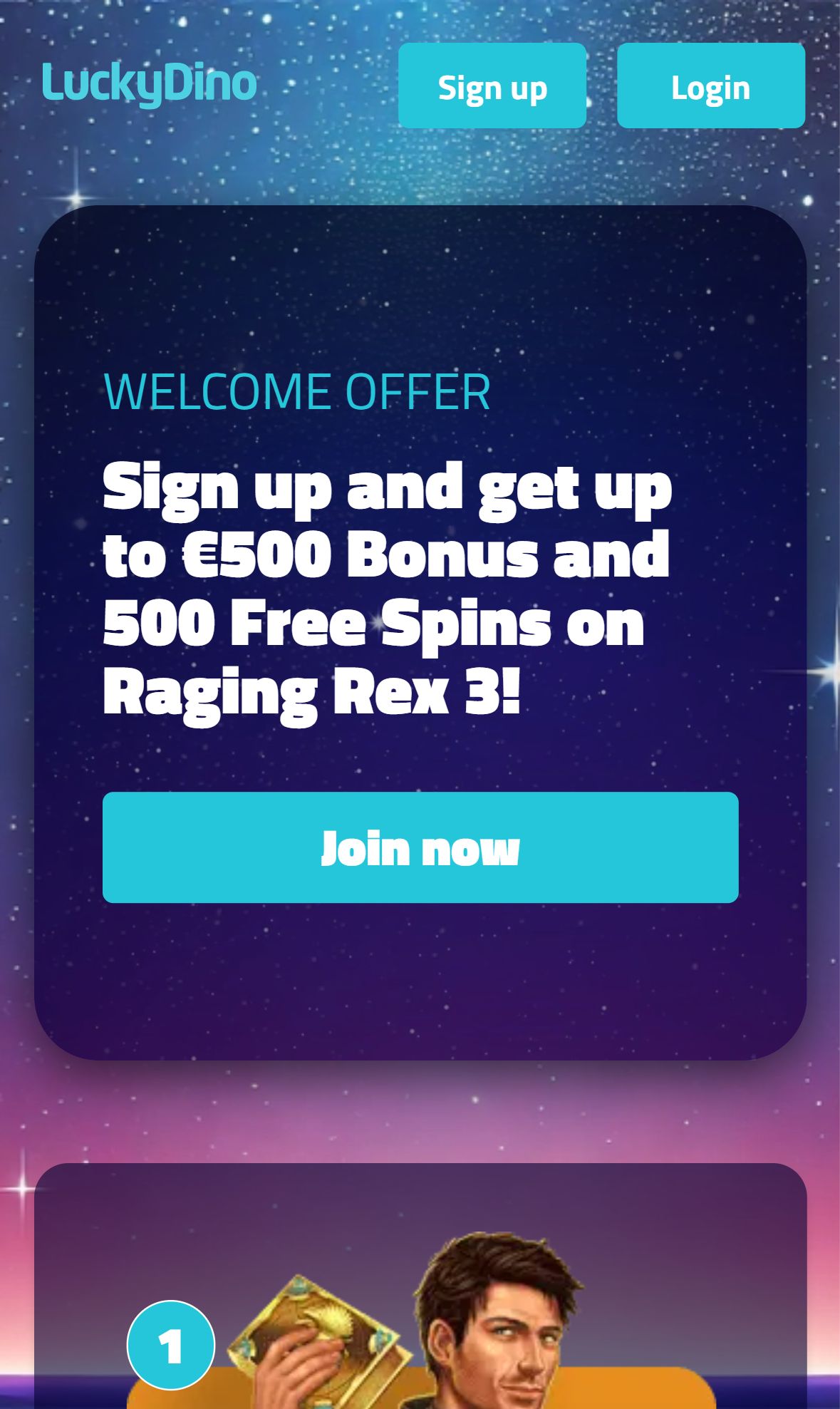 Luckydino — Homepage (Mobile)