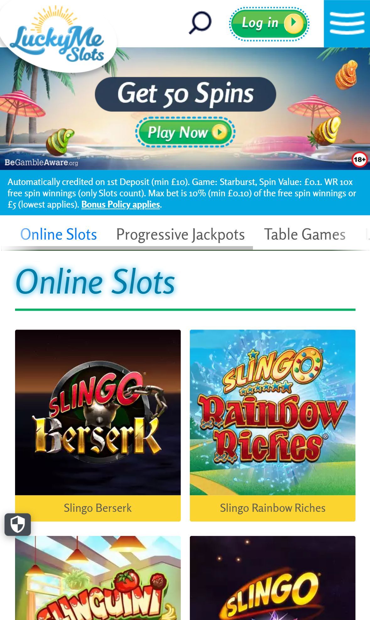 LuckyMe Slots — Lobby (Mobile)