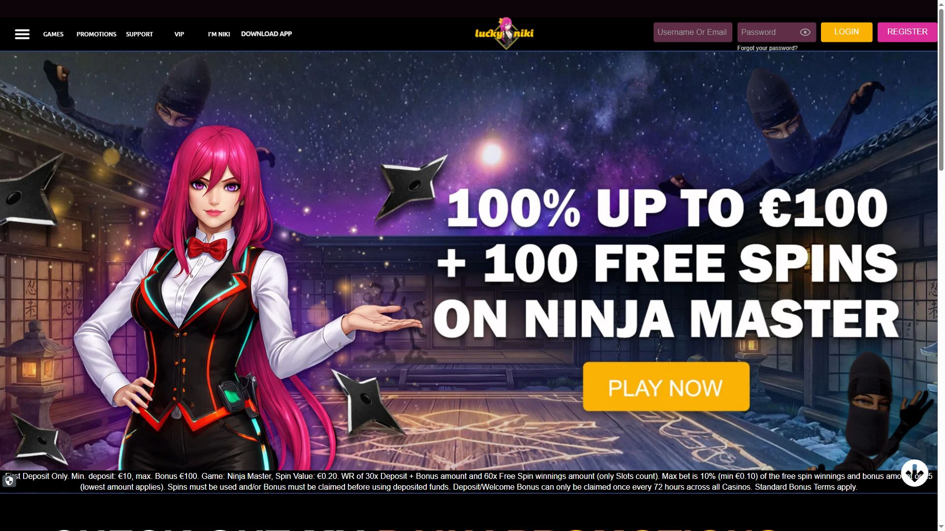Lucky Niki — Homepage (Desktop)