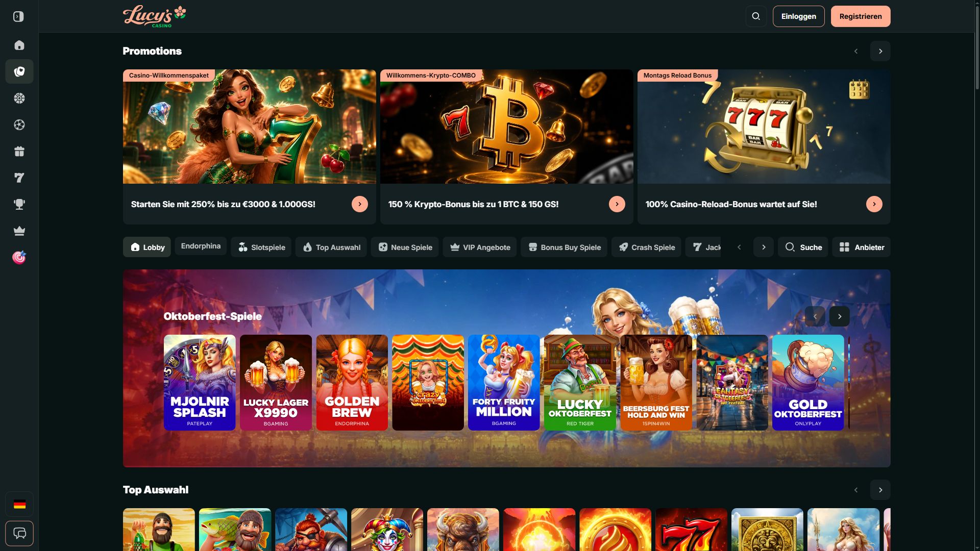 Lucy's Casino — Lobby (Desktop)