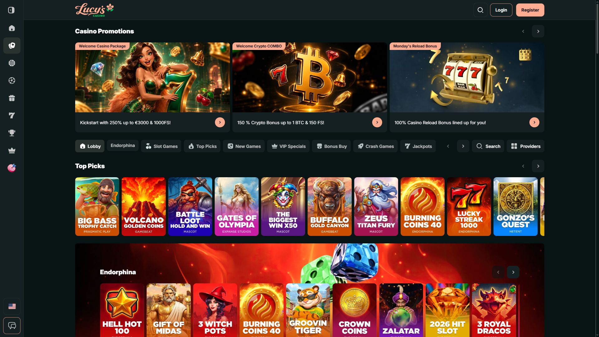 Lucy's Casino — Lobby (Desktop)