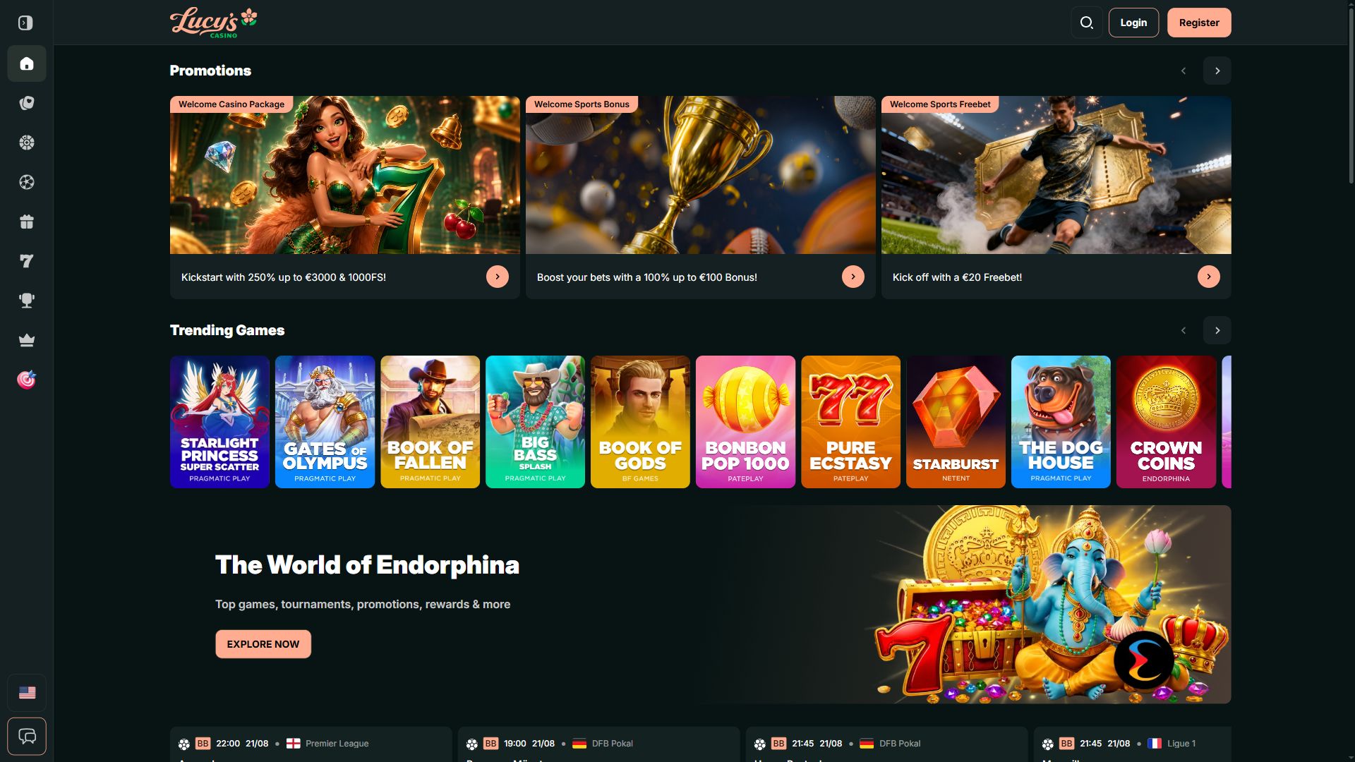Lucy's Casino — Homepage (Desktop)