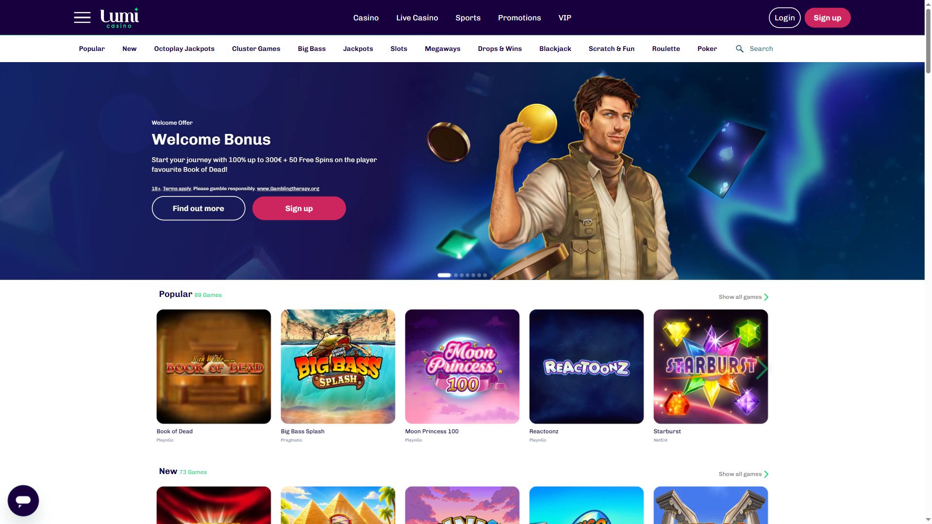 Lumicasino — Homepage (Desktop)