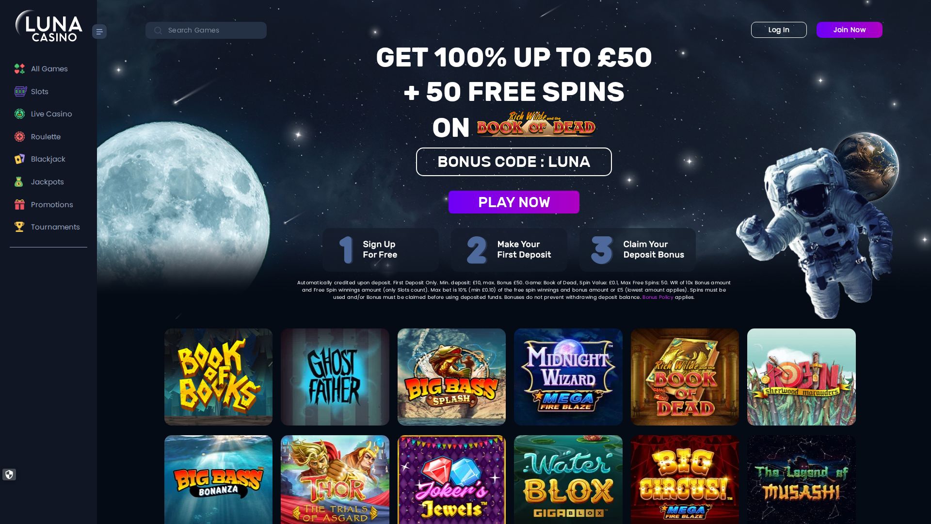 Luna Casino — Lobby (Desktop)