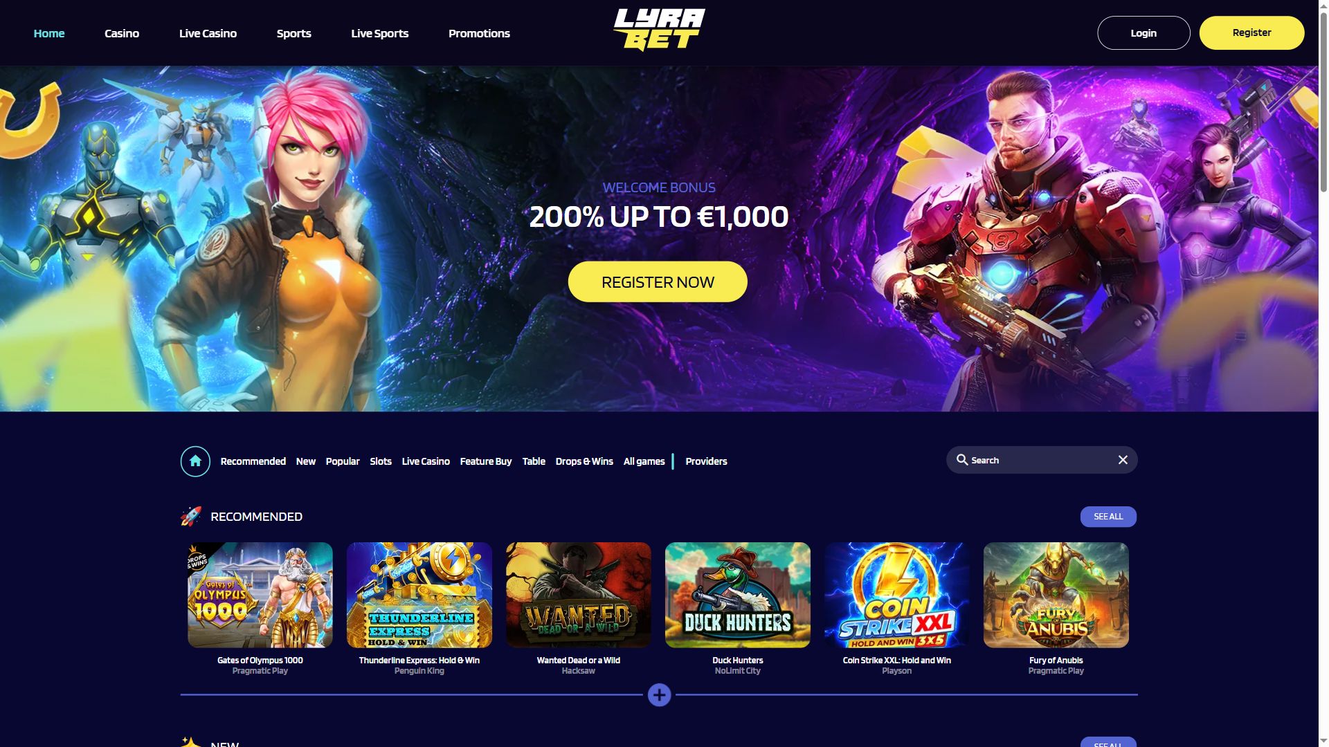 Lyrabet — Homepage (Desktop)
