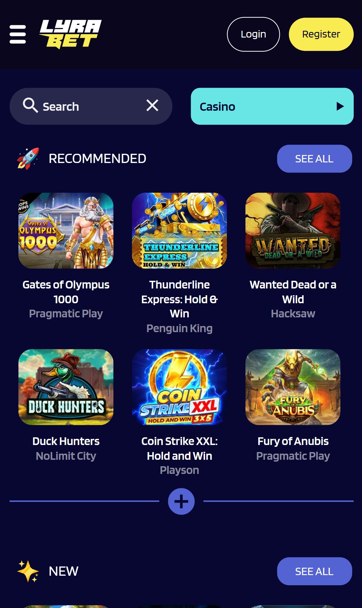 Lyrabet — Lobby (Mobile)