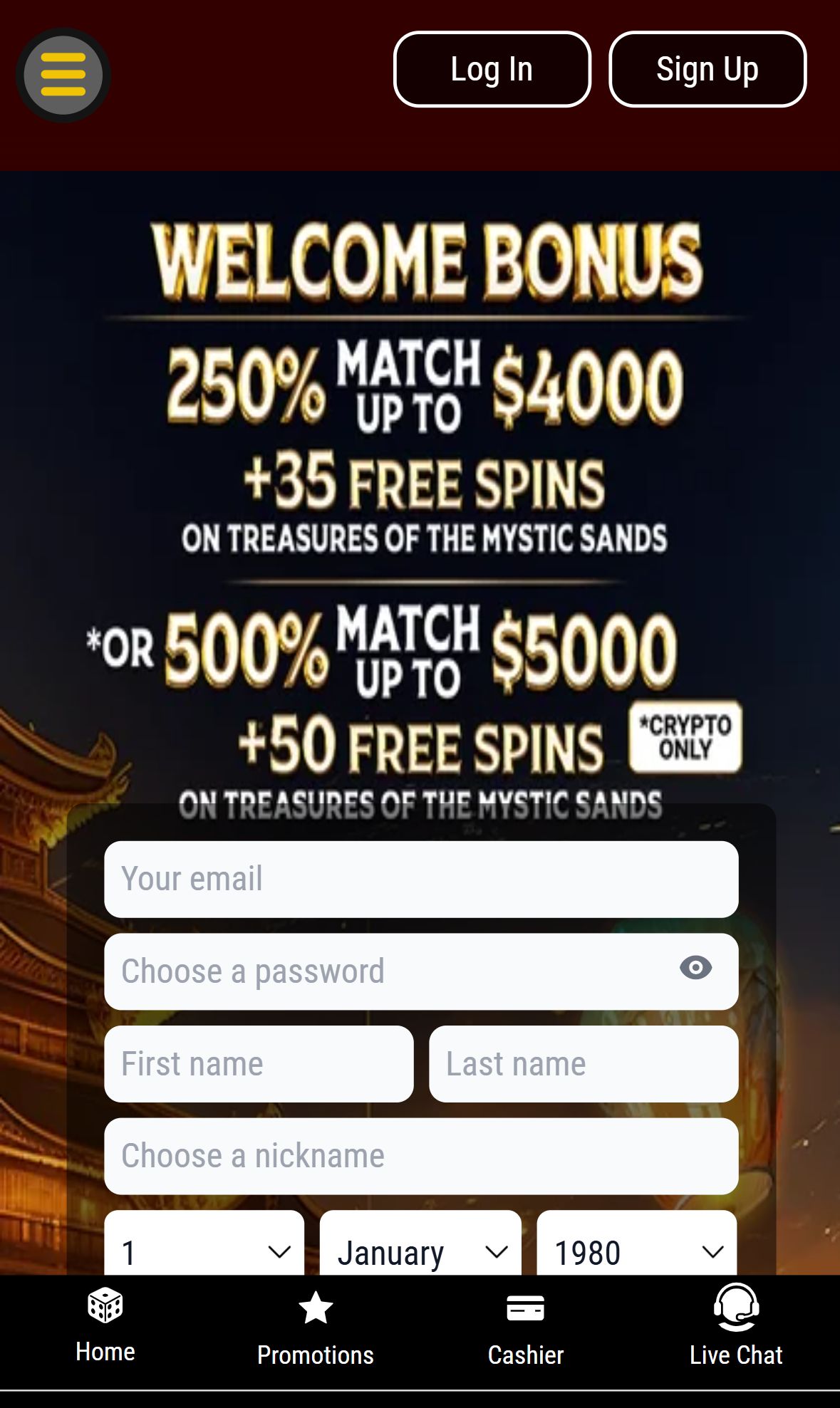 Mandarinpalace — Homepage (Mobile)