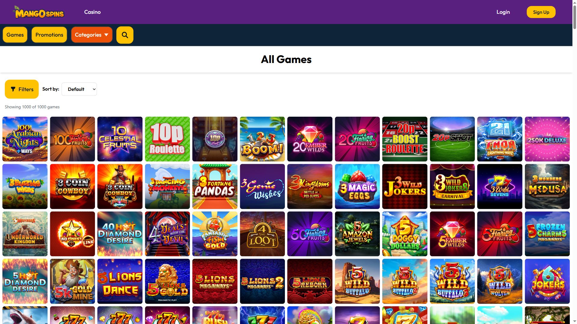 Mango Spins — Lobby (Desktop)