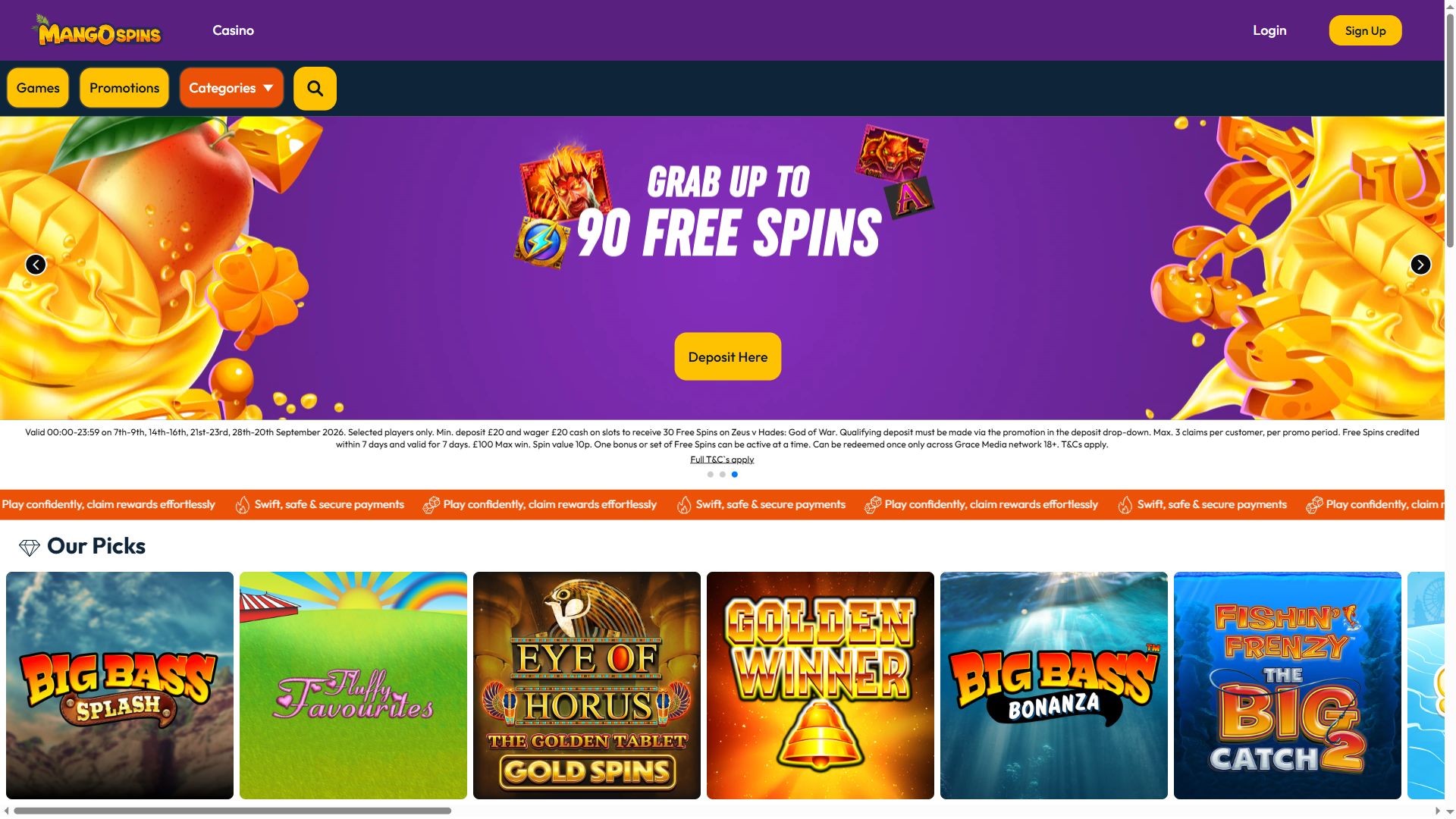 Mango Spins — Homepage (Desktop)