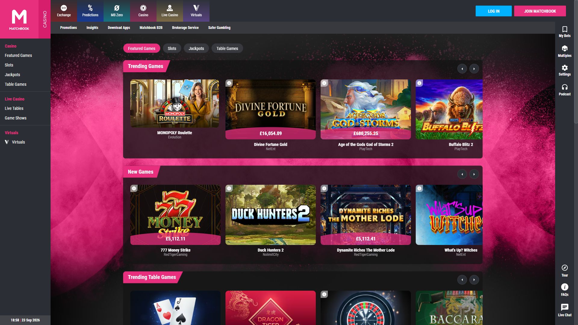 Matchbook — Homepage (Desktop)