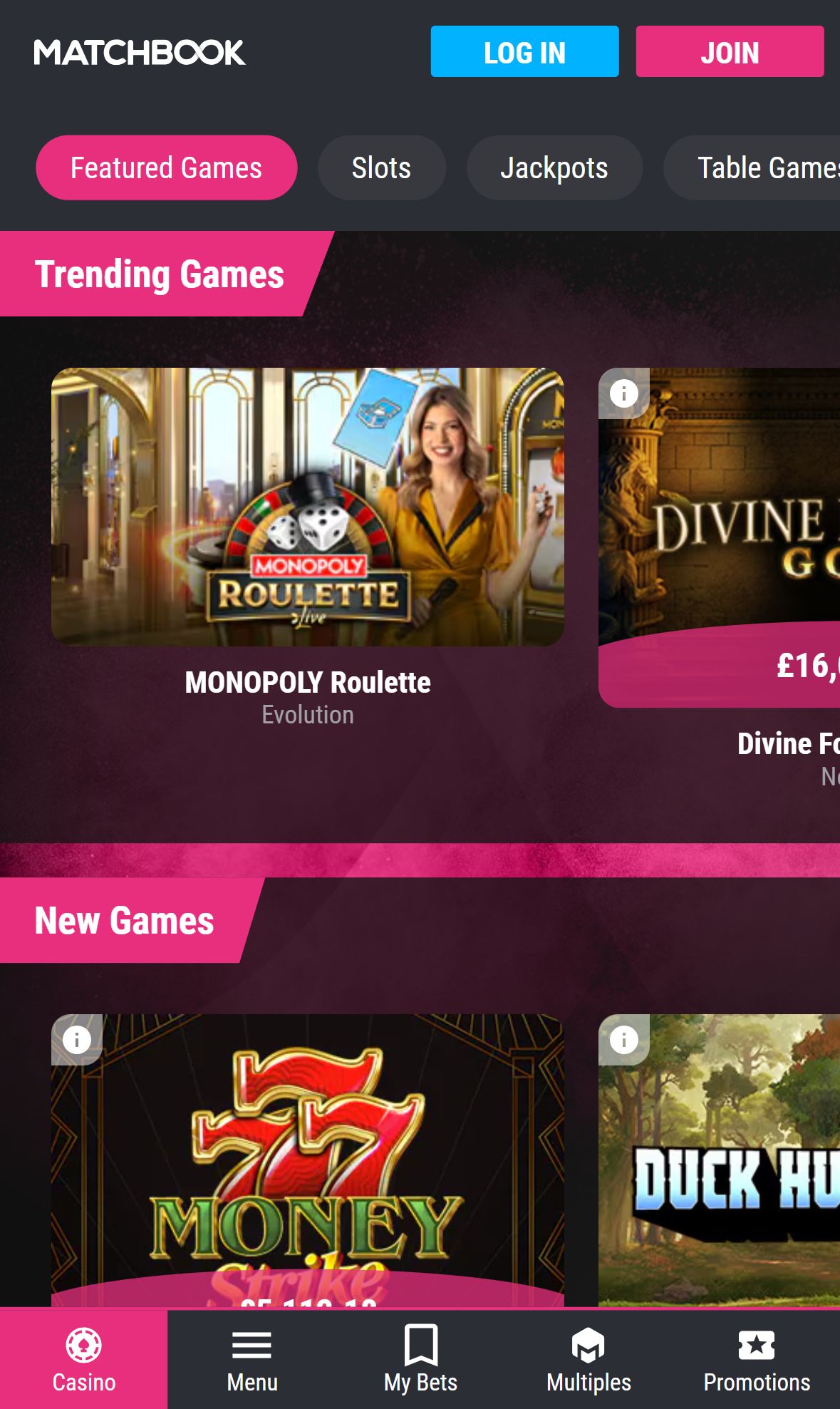 Matchbook — Lobby (Mobile)
