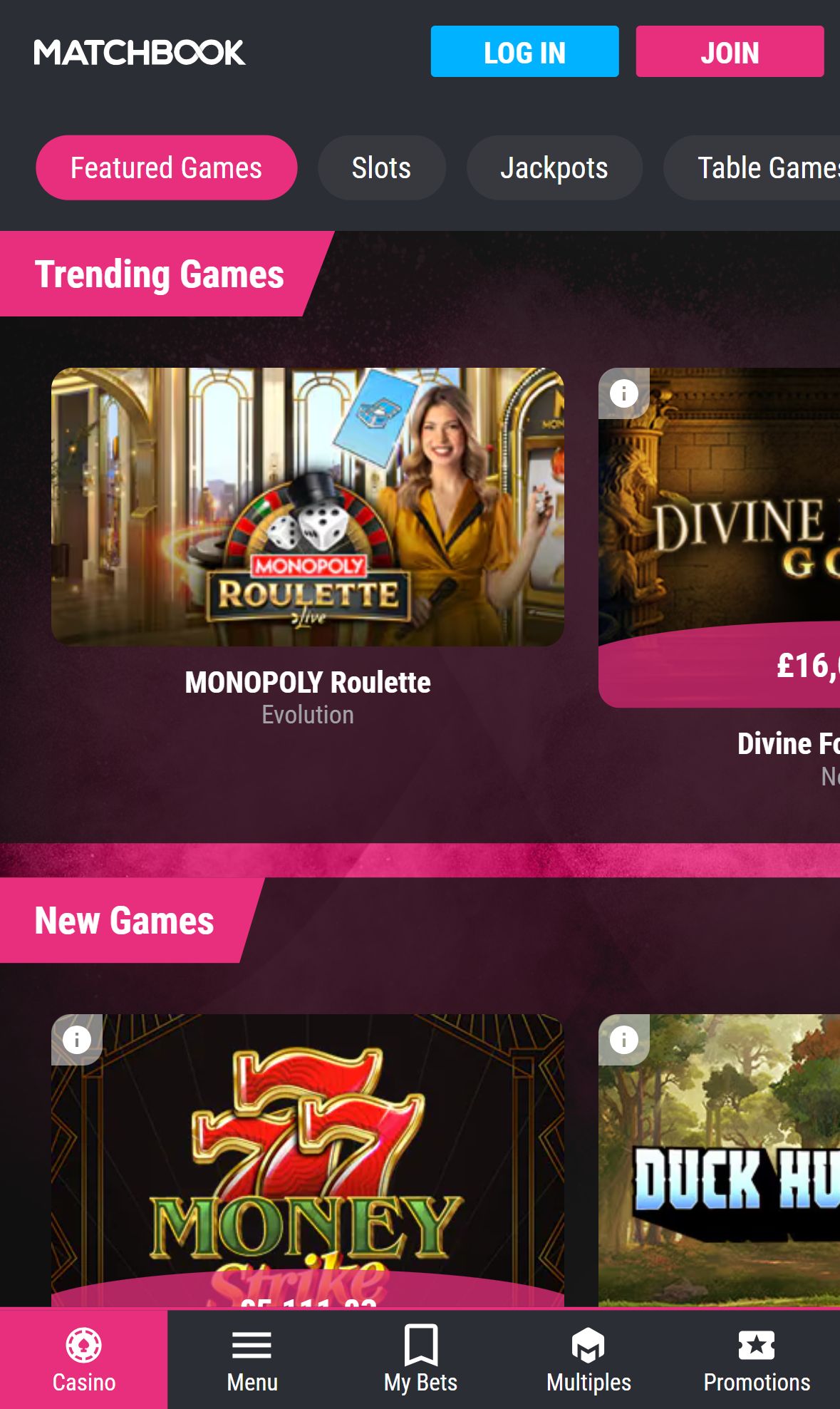 Matchbook — Homepage (Mobile)
