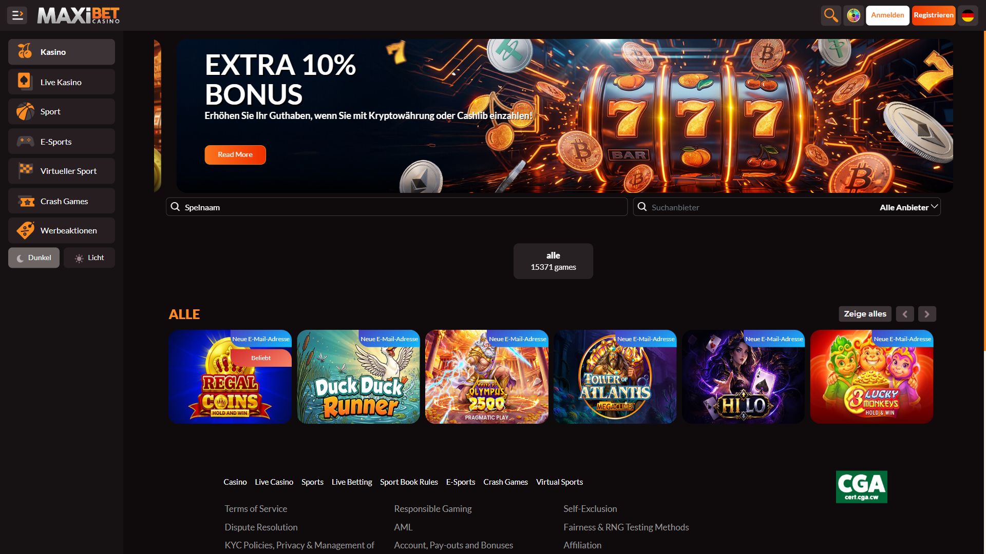 Maxi Bet  Casino — Lobby (Desktop)