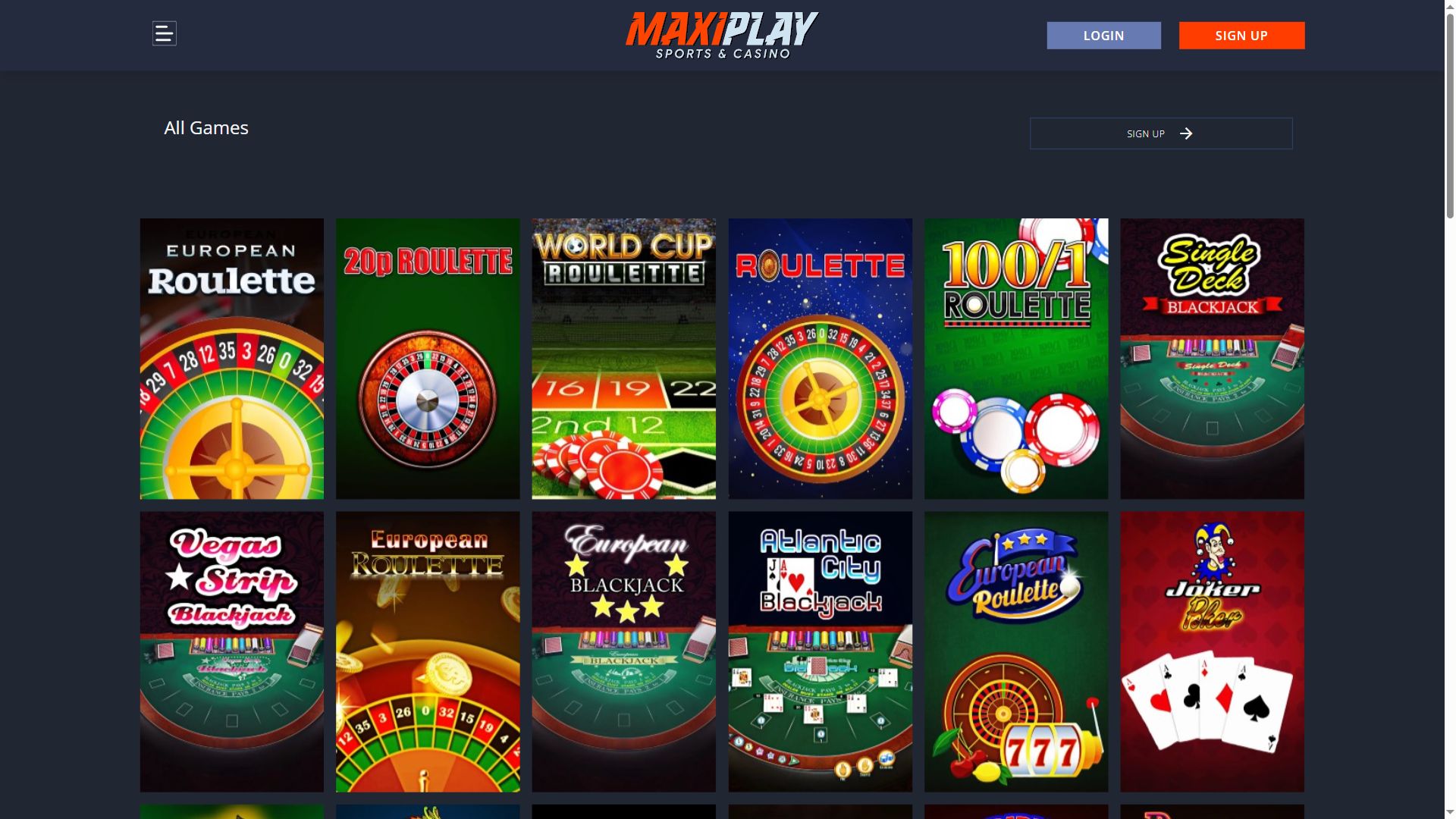 Maxiplay — Lobby (Desktop)