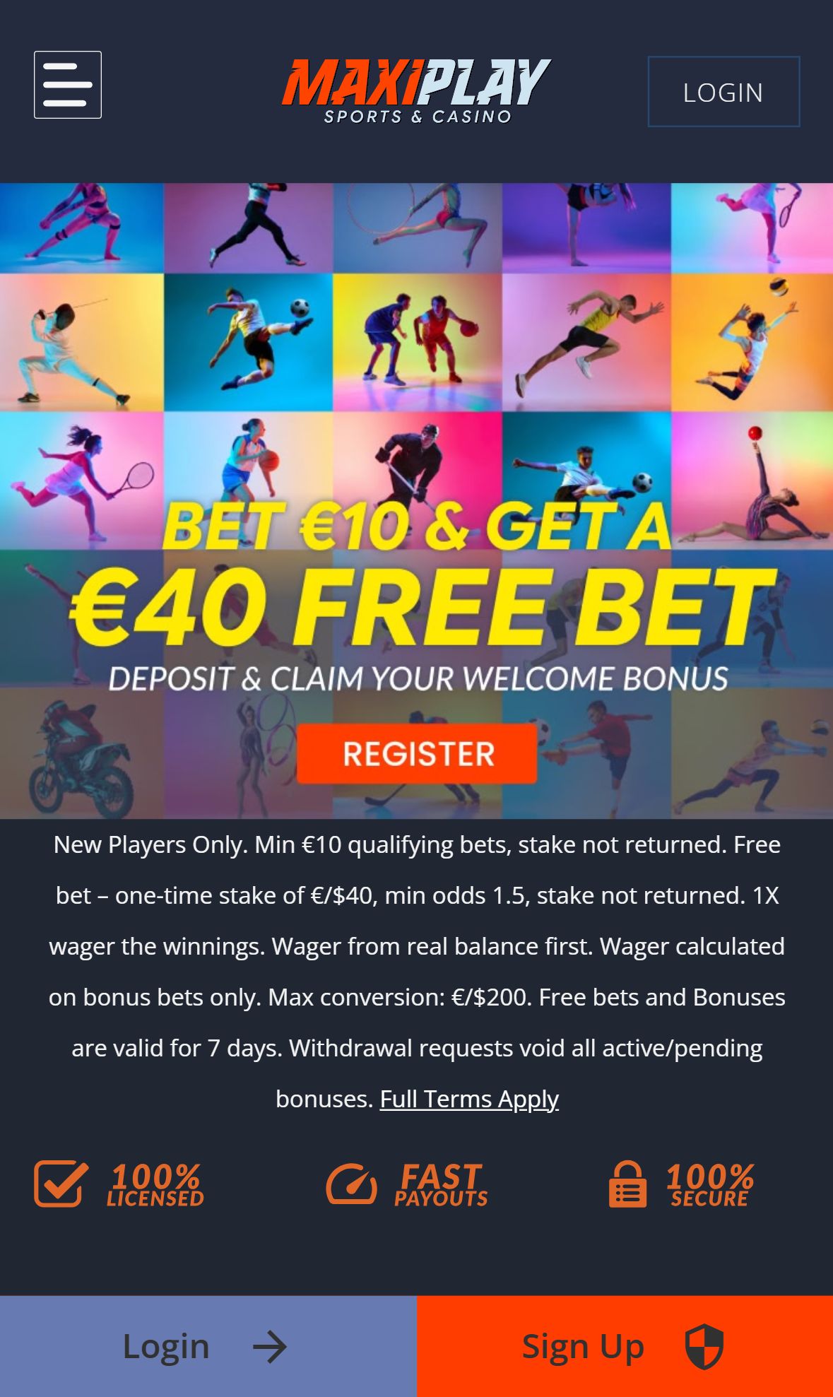 Maxiplay — Homepage (Mobile)