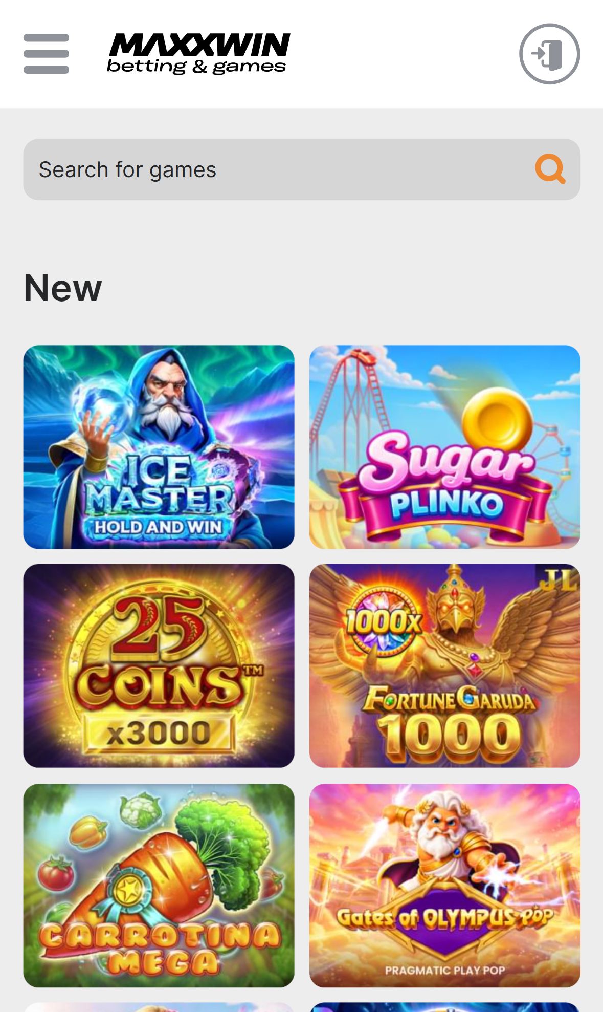 Maxxwin — Lobby (Mobile)
