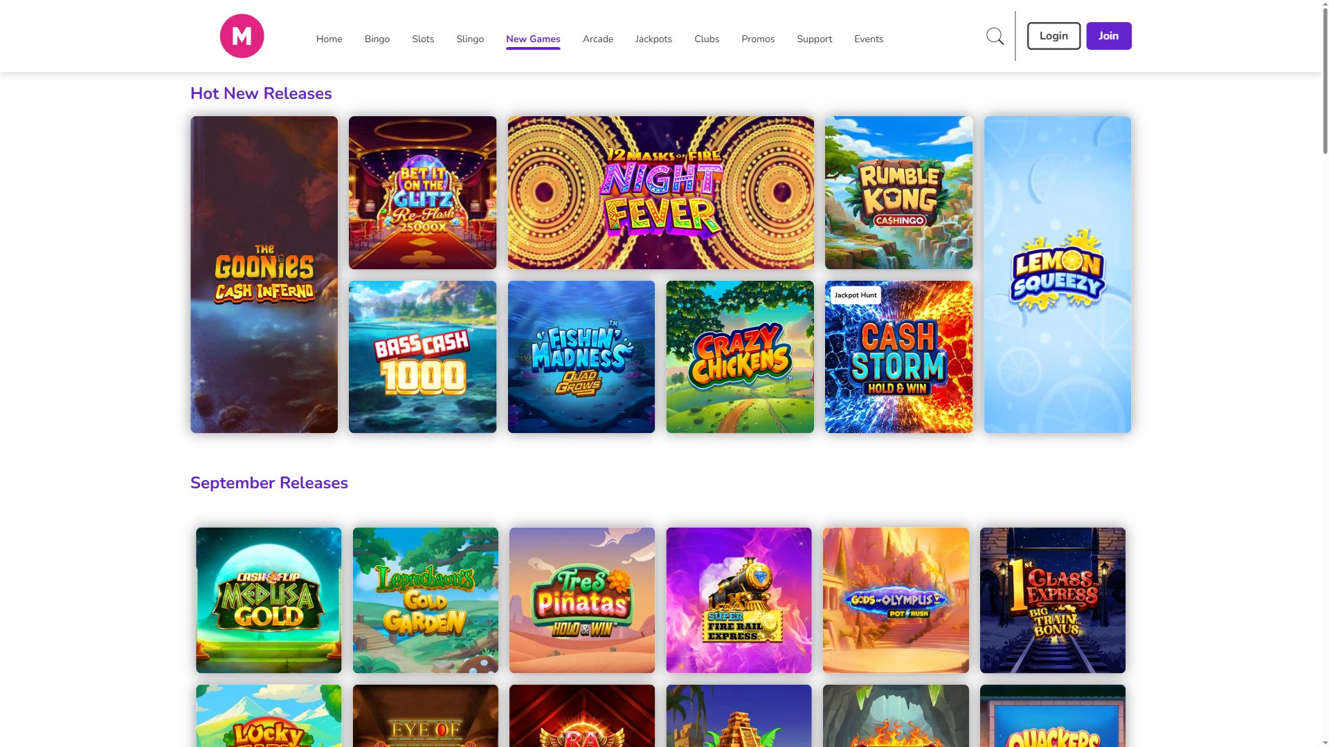 Meccabingo — Lobby (Desktop)