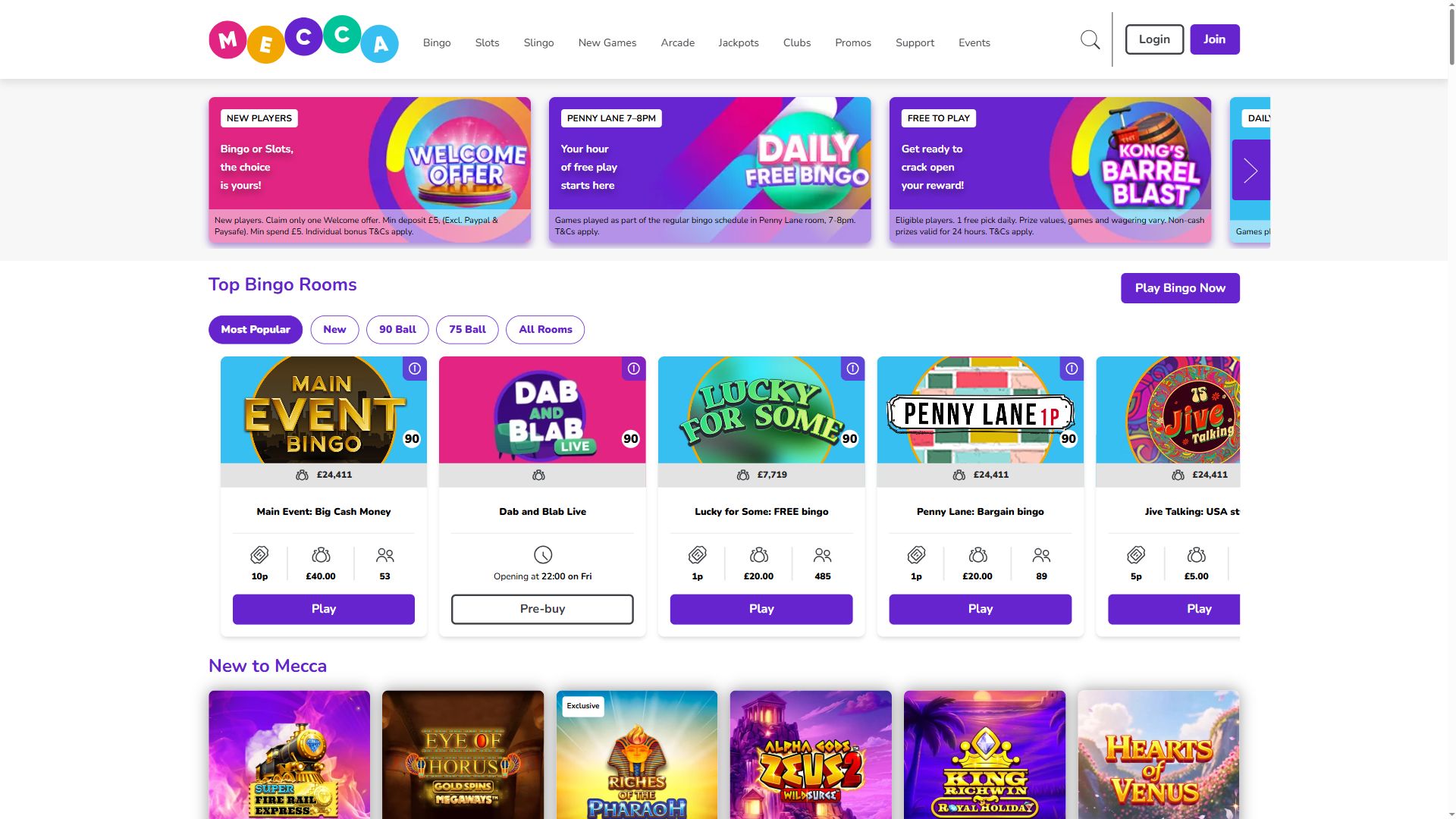 Meccabingo — Homepage (Desktop)