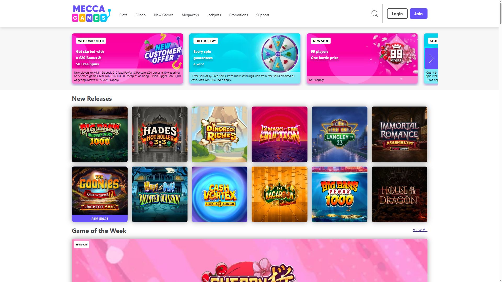 Mecca Games — Homepage (Desktop)