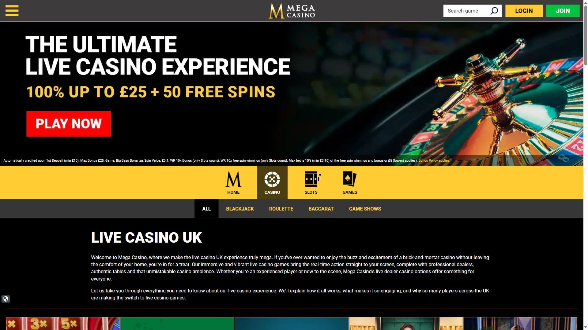 Mega Casino — Lobby (Desktop)