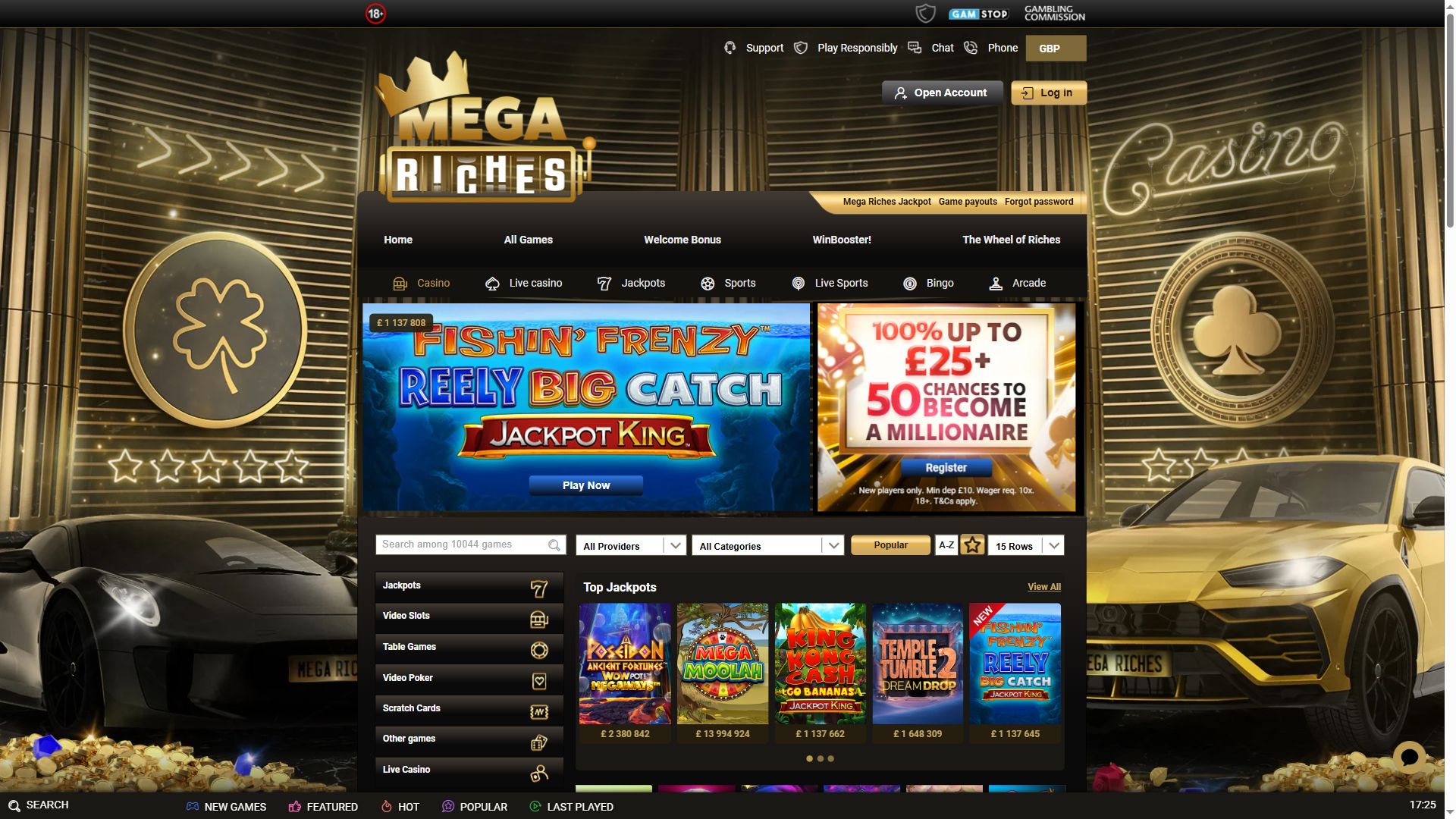 Mega Riches — Homepage (Desktop)