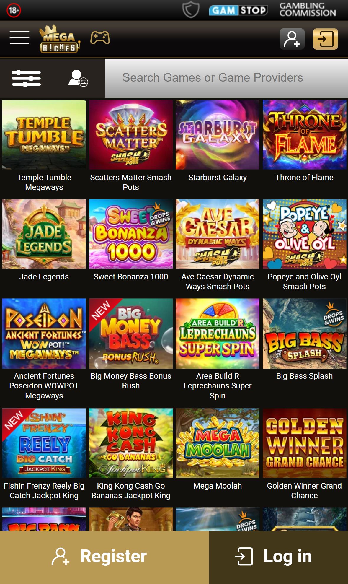 Mega Riches — Lobby (Mobile)