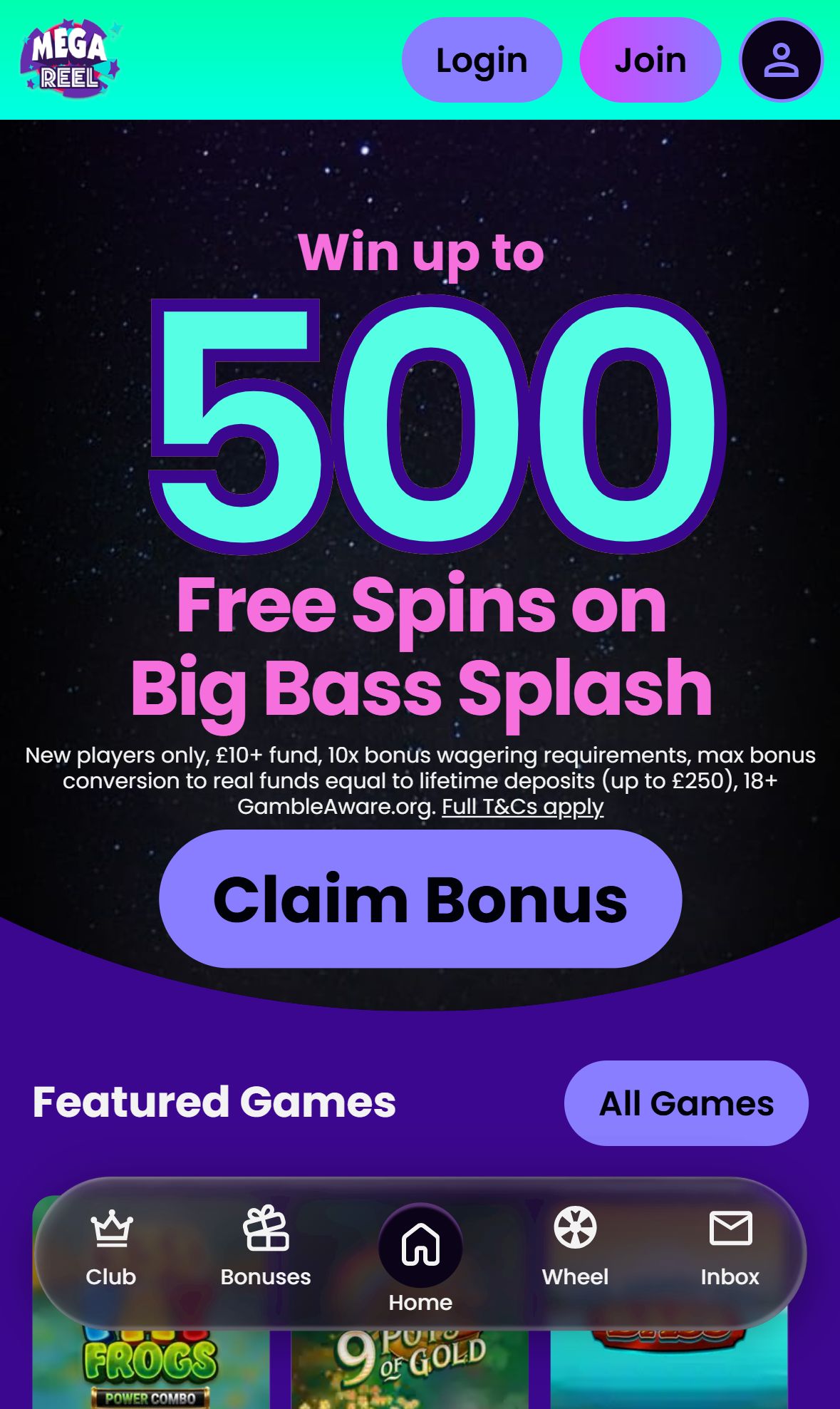 Mega Reel — Homepage (Mobile)